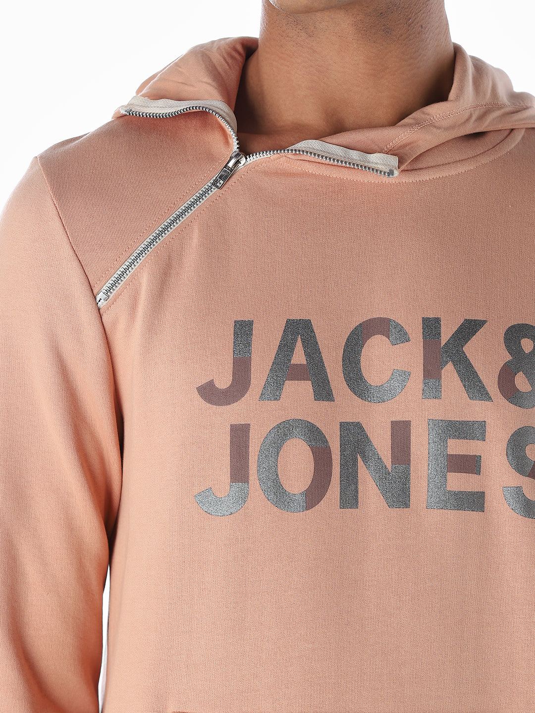 High Neck Logo Print Hoodie