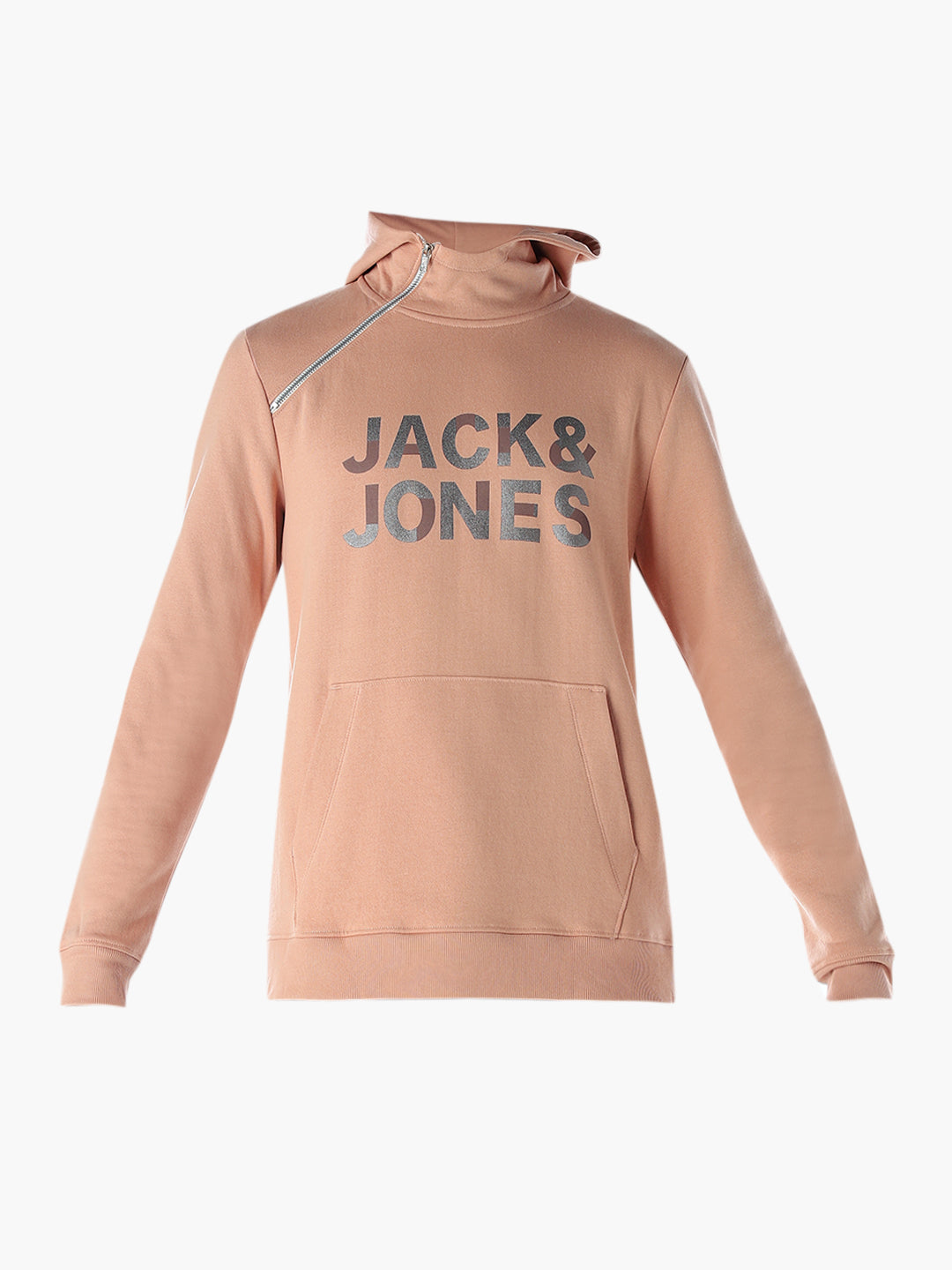 High Neck Logo Print Hoodie