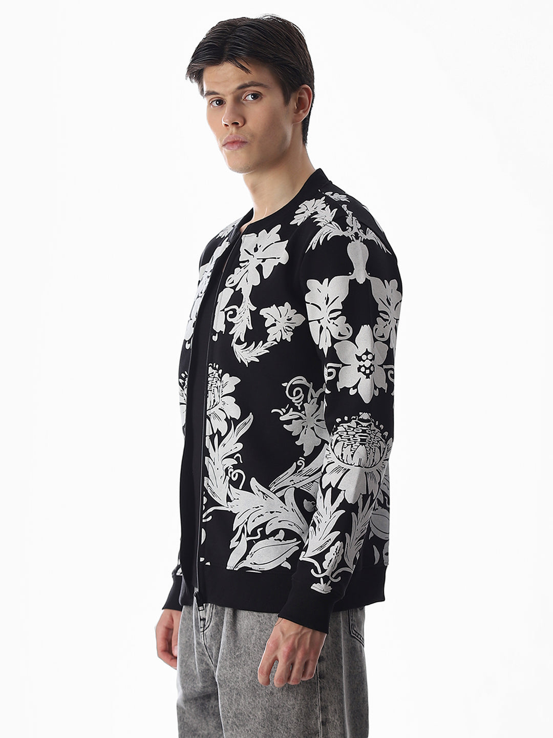 Printed Front Open Sweatshirt