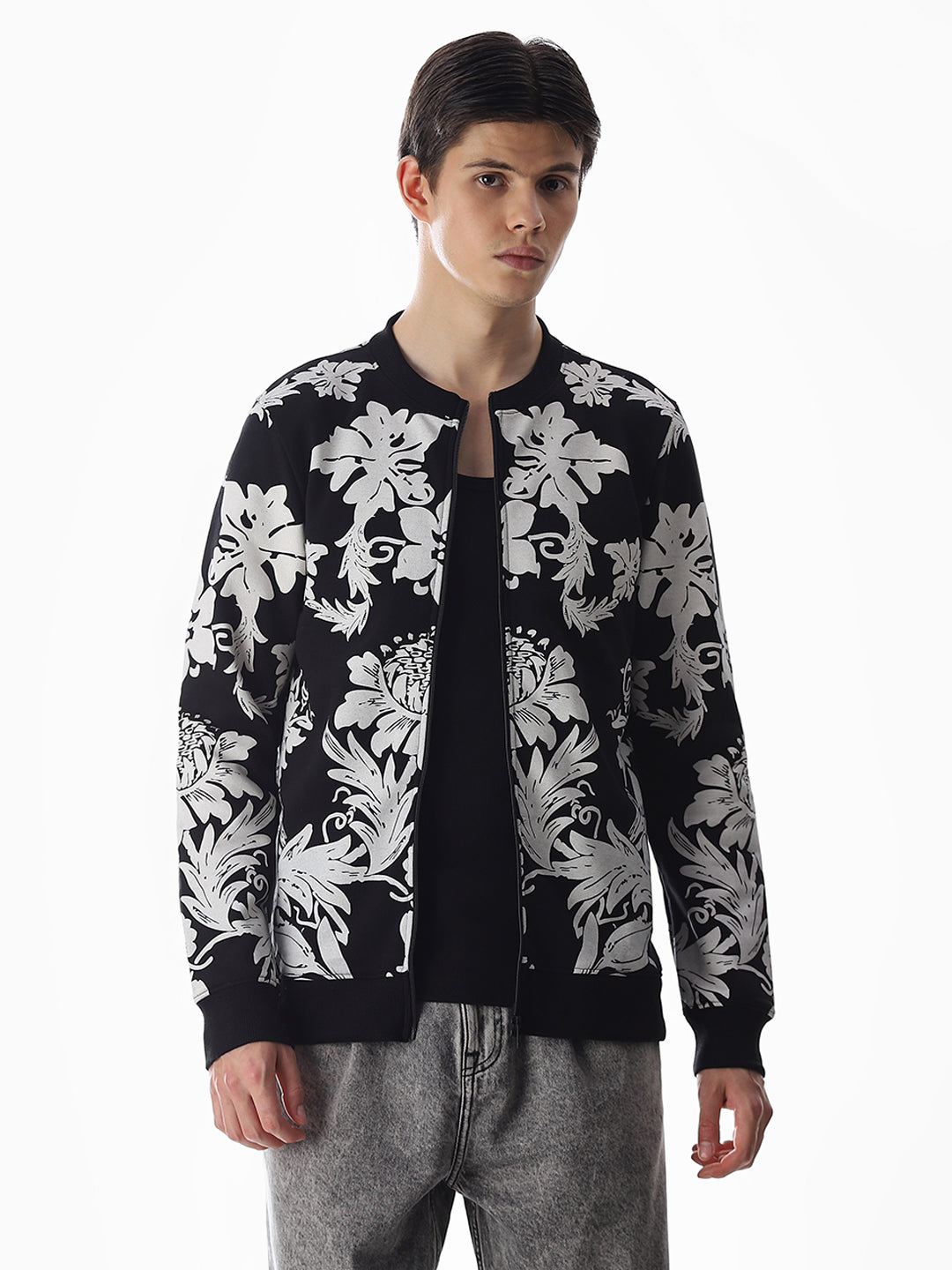 Printed Front Open Sweatshirt