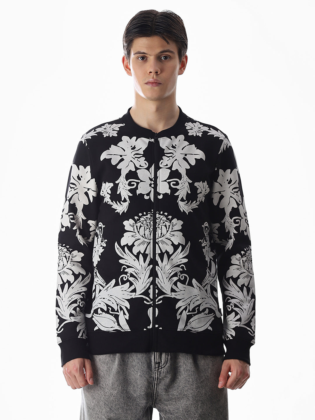 Printed Front Open Sweatshirt