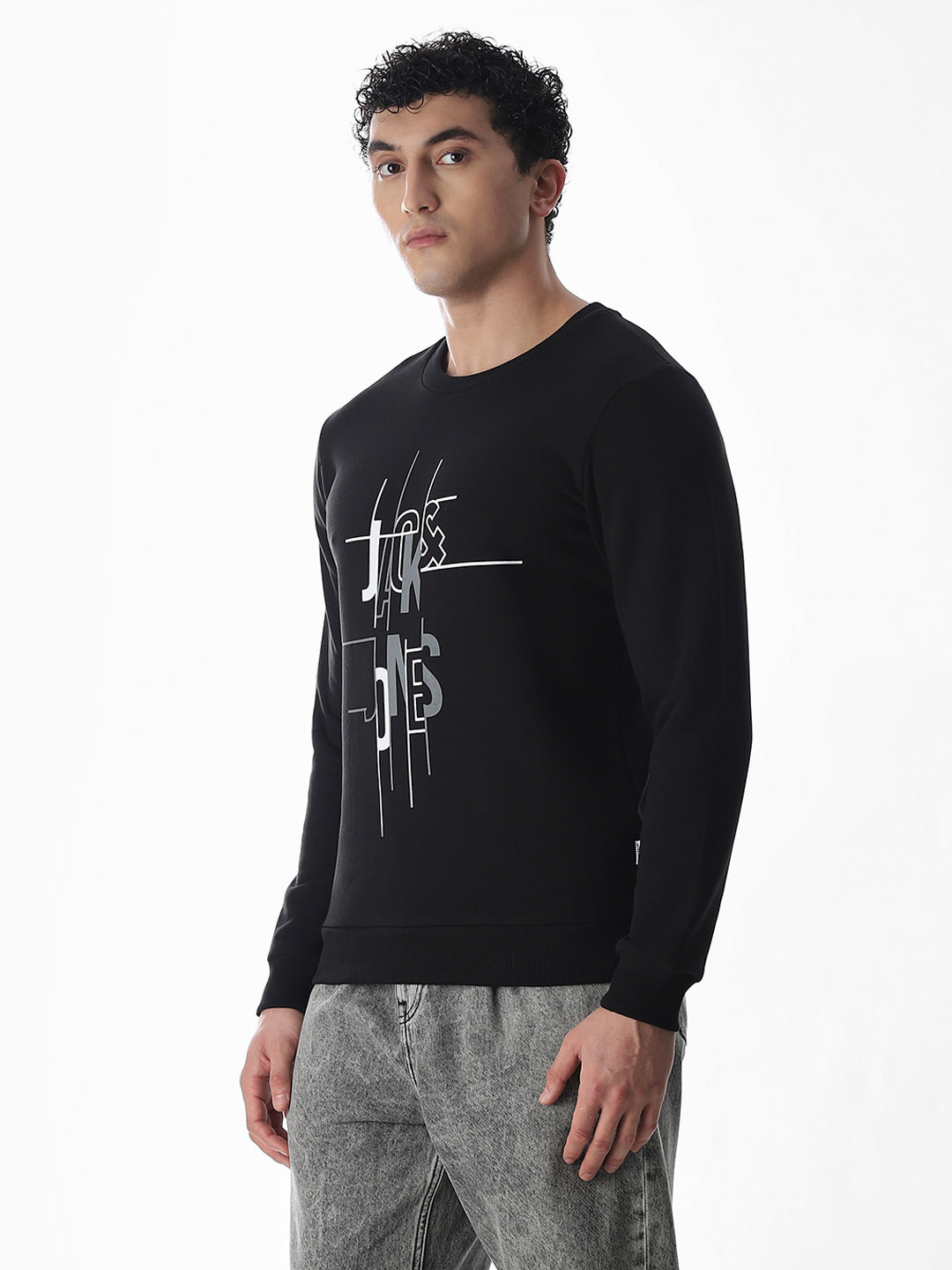 Printed Regular Fit Sweatshirt - Black