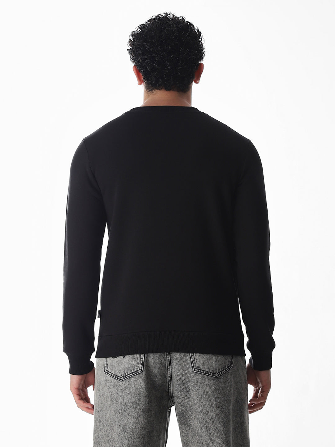 Printed Regular Fit Sweatshirt - Black