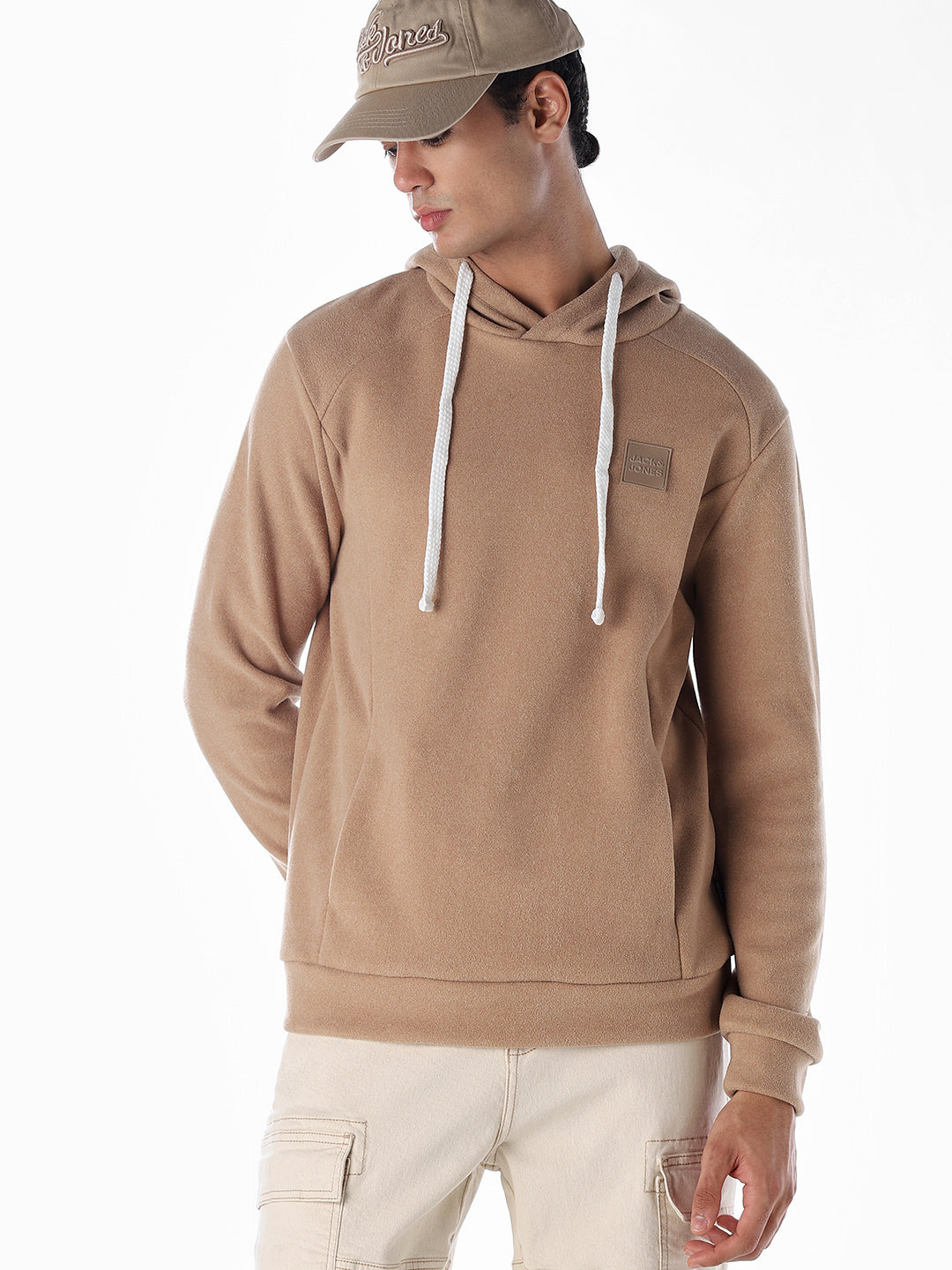 Brown Knit Oversized Hoodie - S