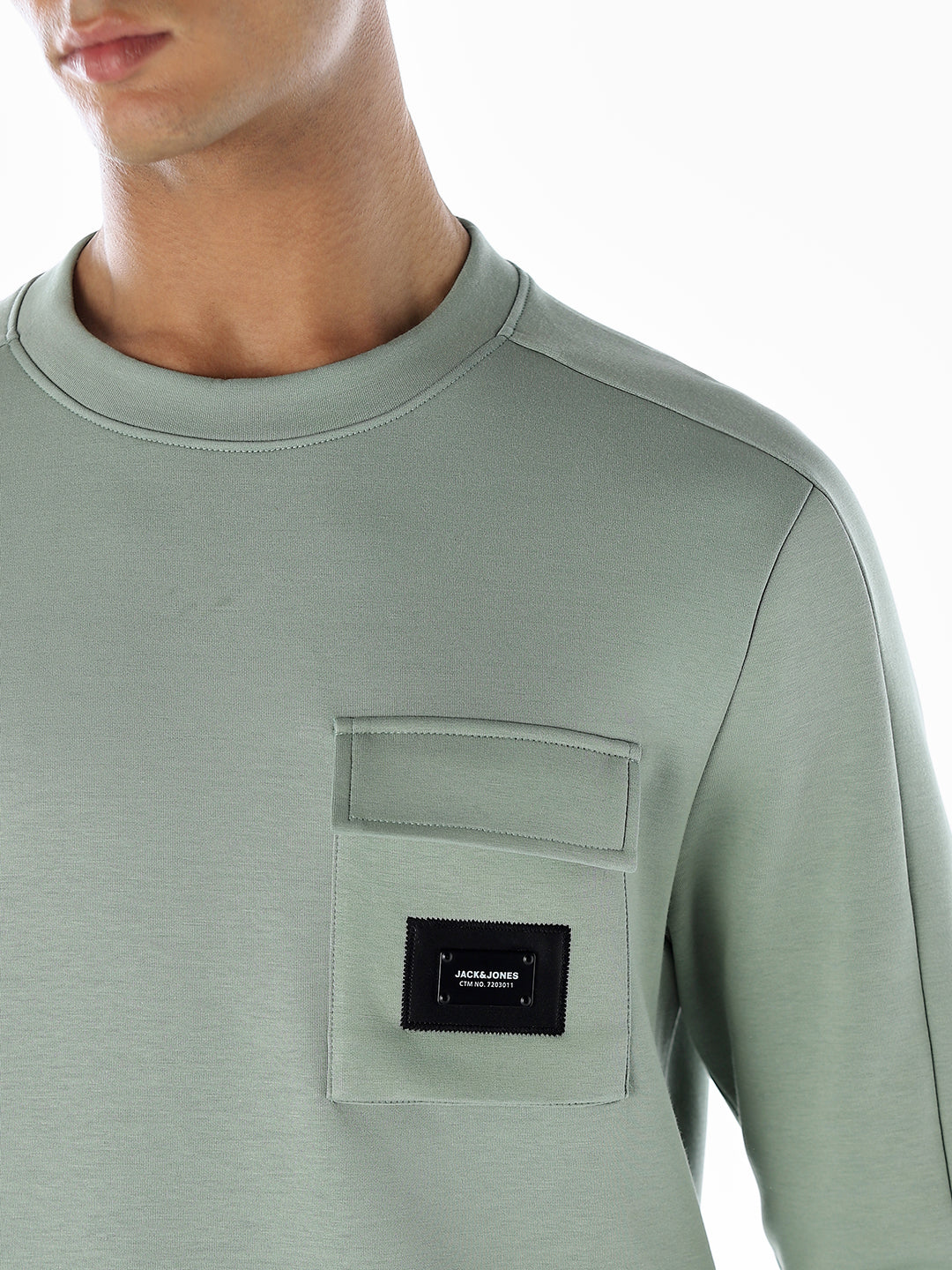 Crew Neck Pocket Detail Sweatshirt