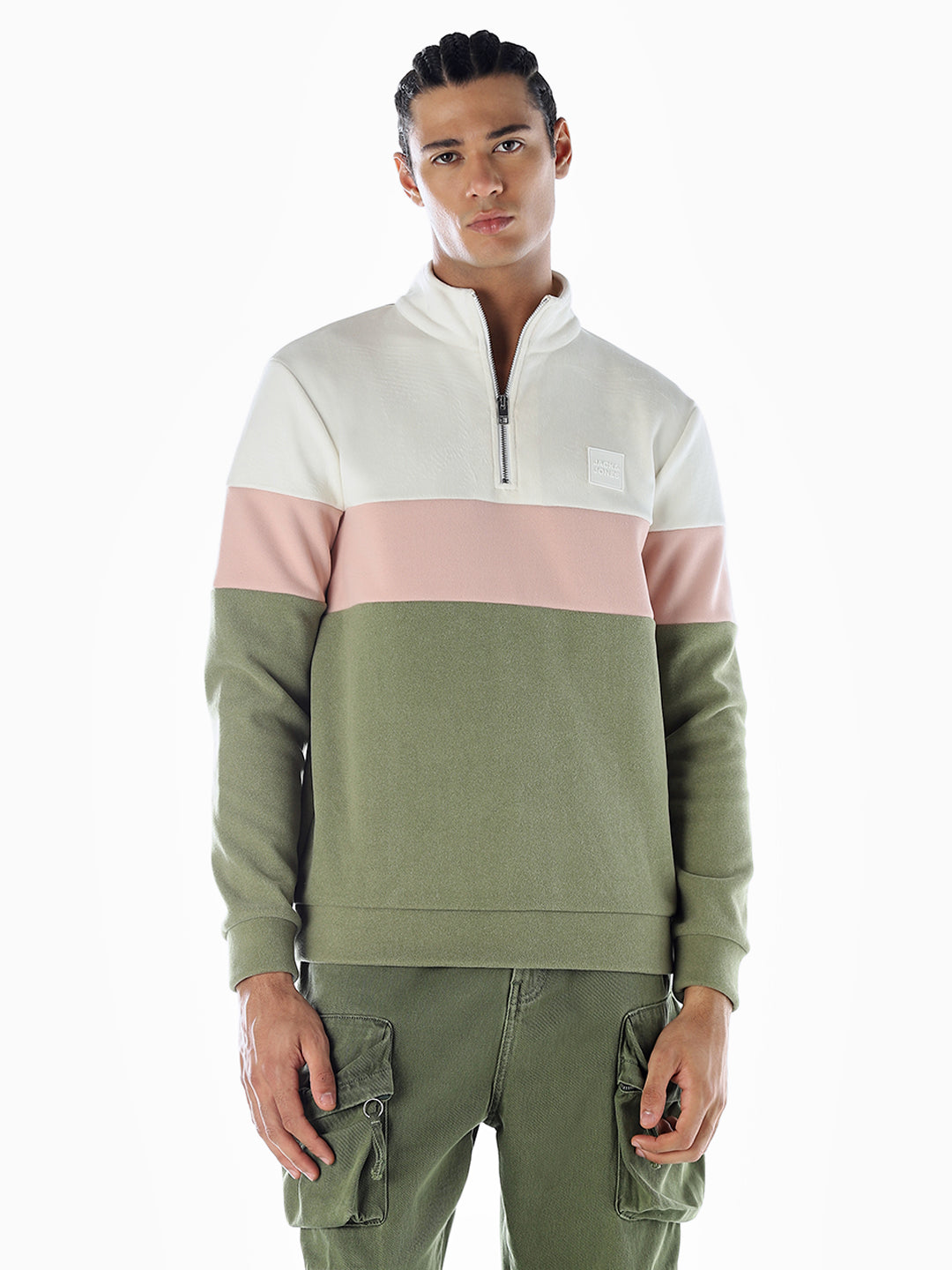 High Neck Colourblocked Sweatshirt