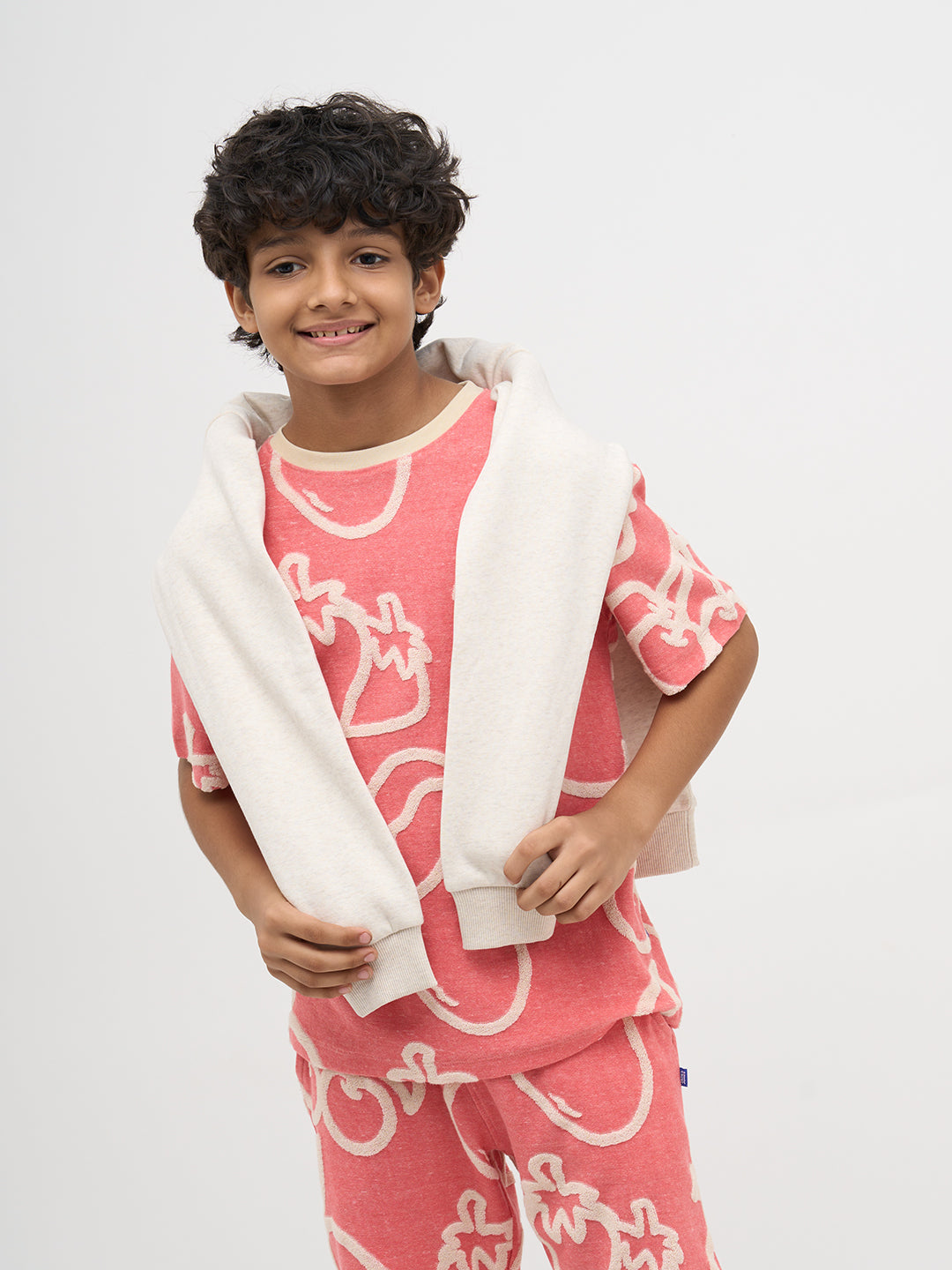 Pink Jacquard Oversized T-Shirt - 4/5Y