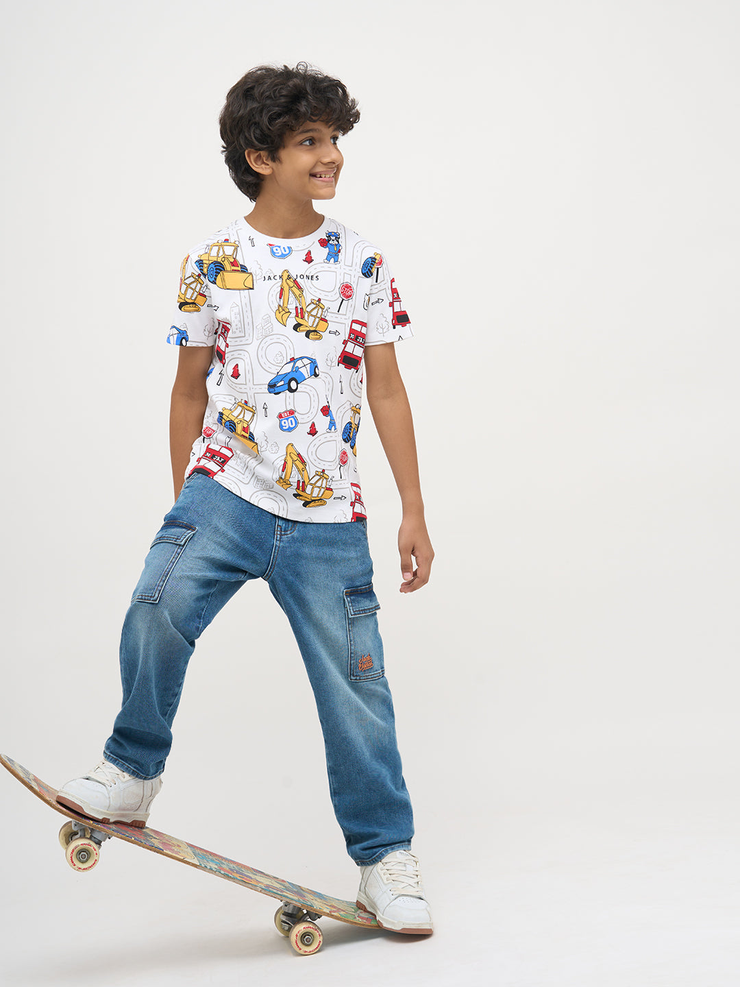 White Graphic Print Cotton T-Shirt