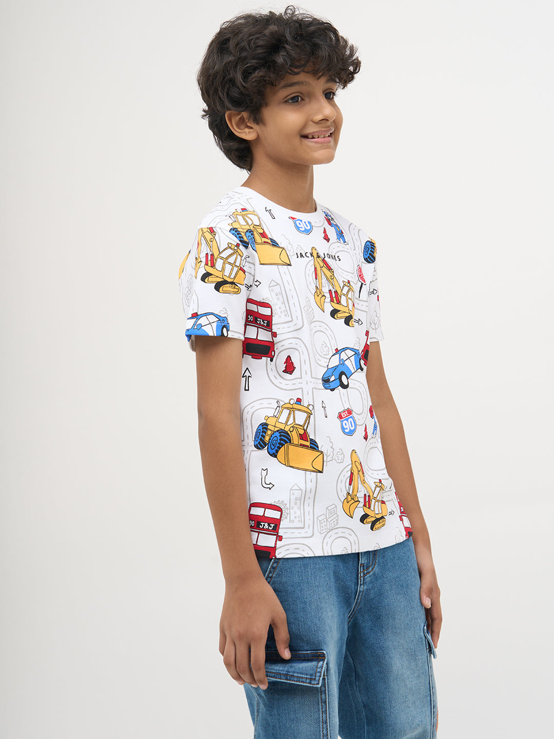 White Graphic Print Cotton T-Shirt