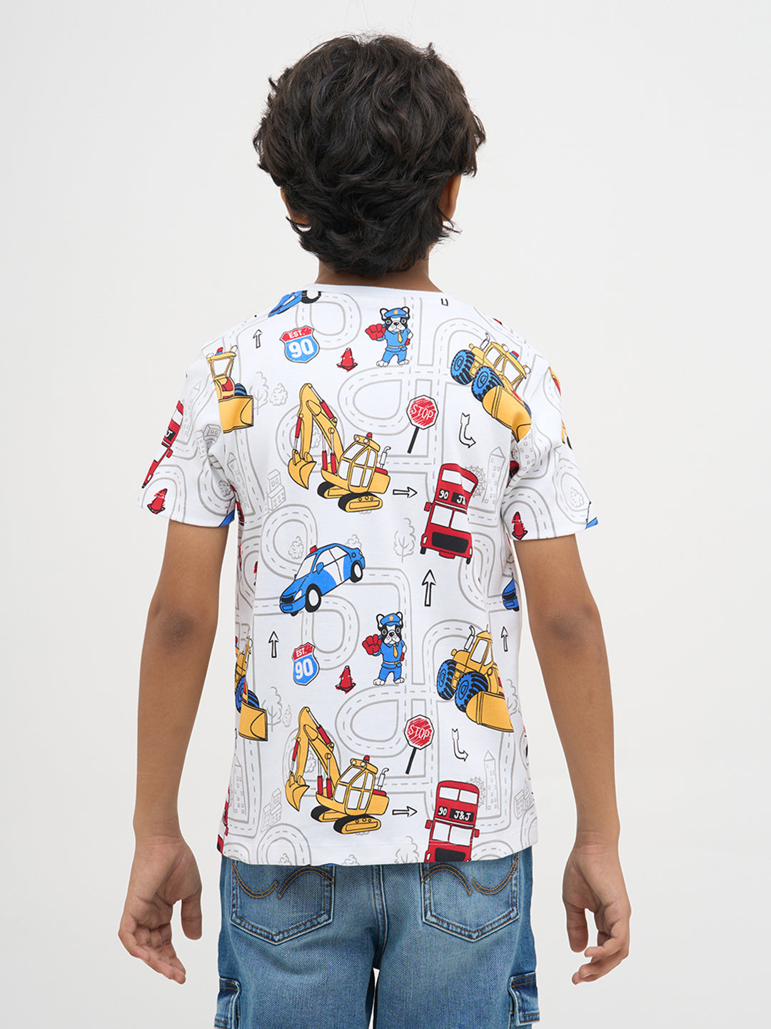 White Graphic Print Cotton T-Shirt