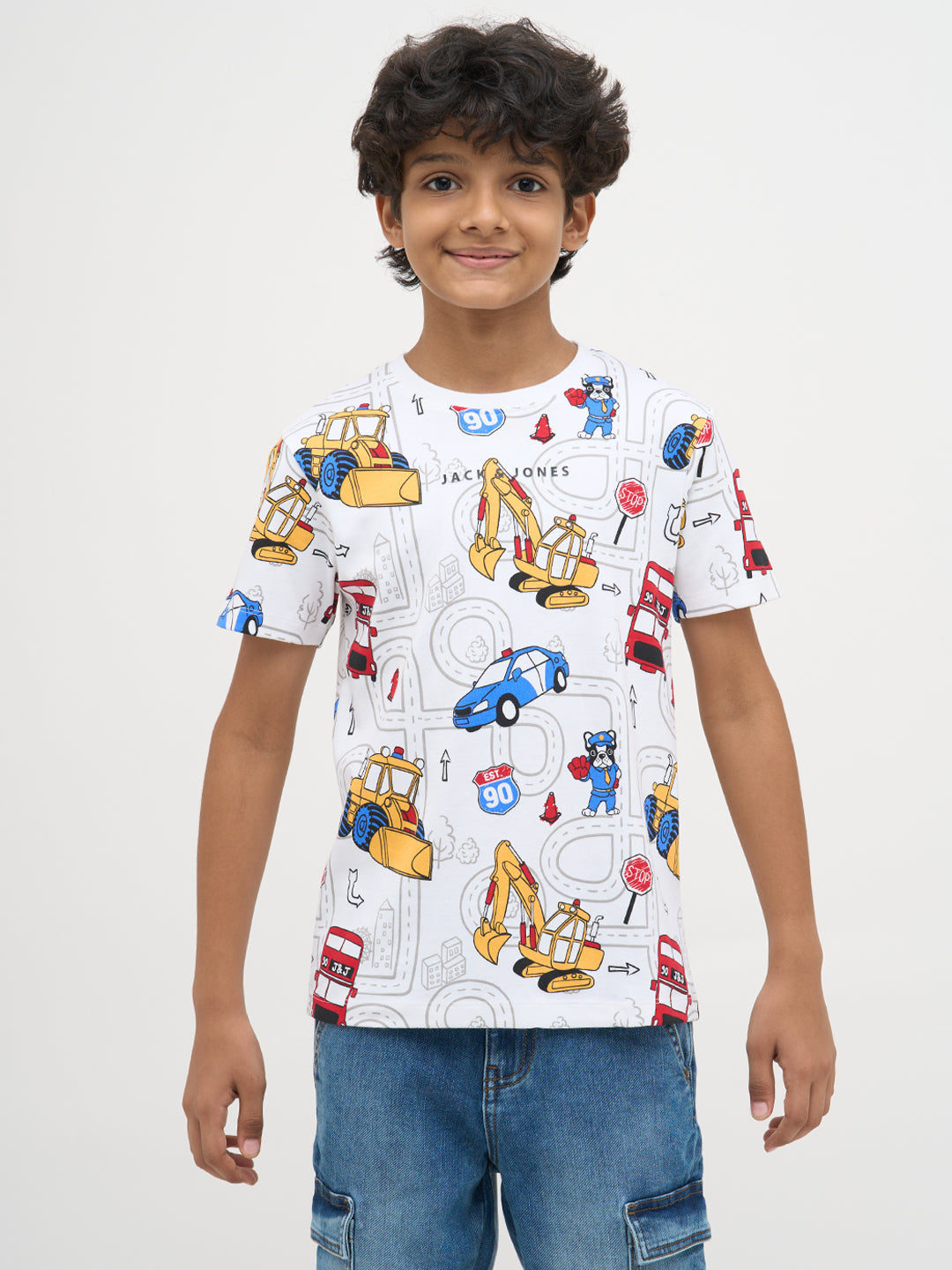 White Graphic Print Cotton T-Shirt