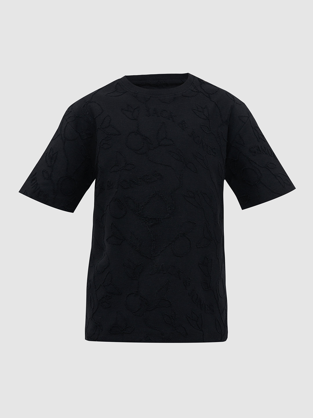 Black Jacquard Print Oversized T-Shirt