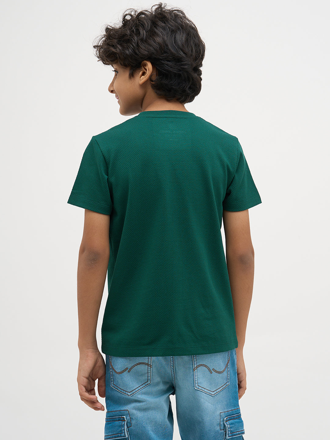 Green Embroidered Dog Print T-Shirt