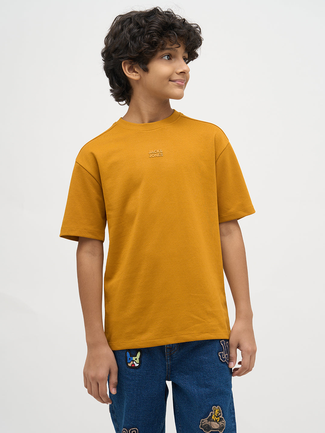 Boys Logo Text Print T-shirt - Mustard