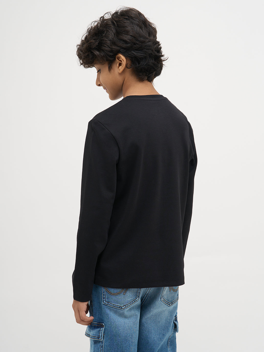 Black Printed Full Sleeves T-Shirt