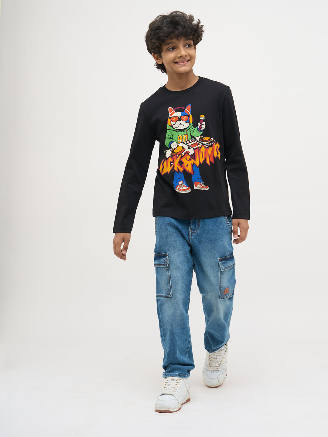 Black Printed Full Sleeves T-Shirt