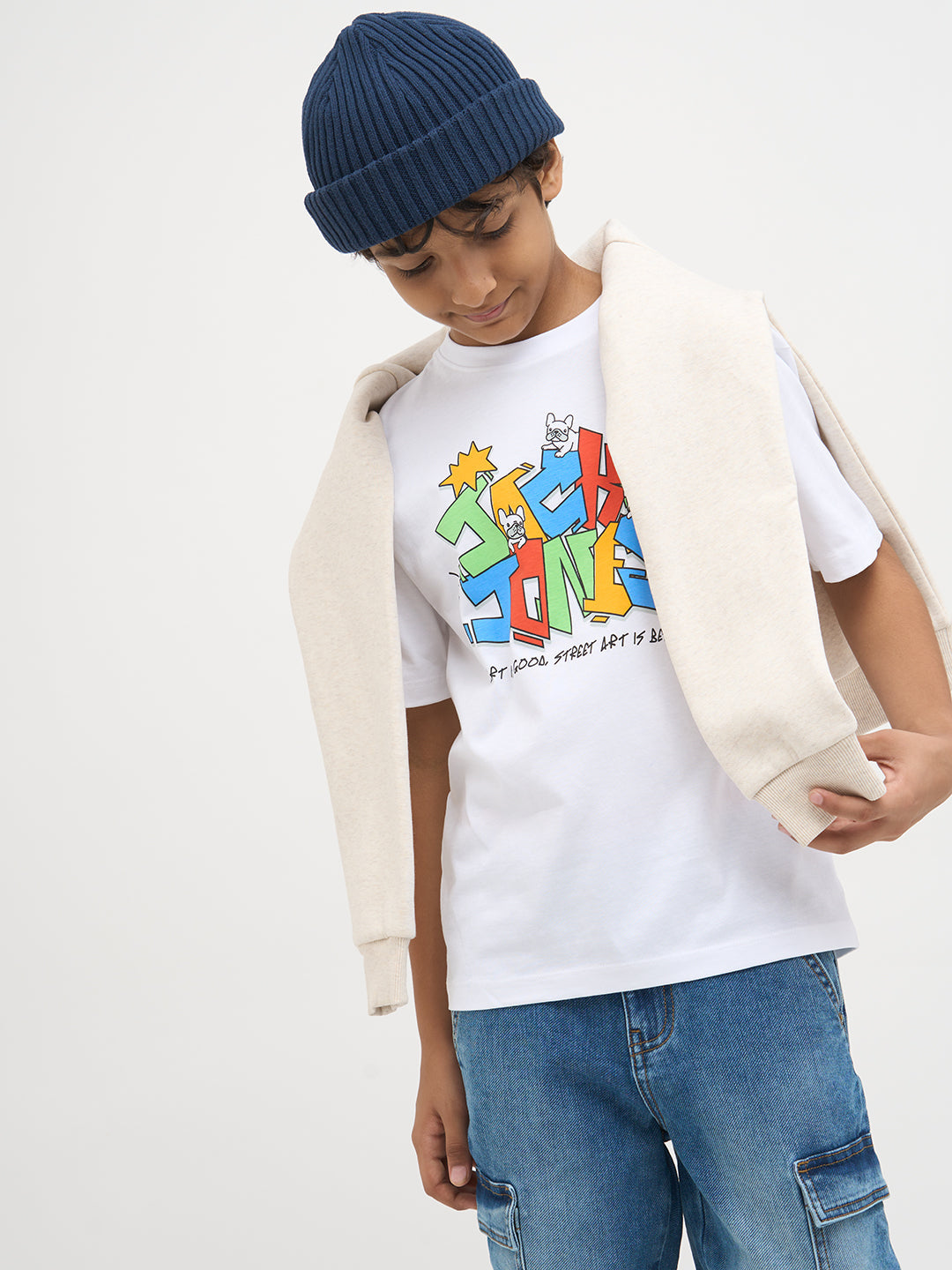 White Typographic Cotton T-Shirt