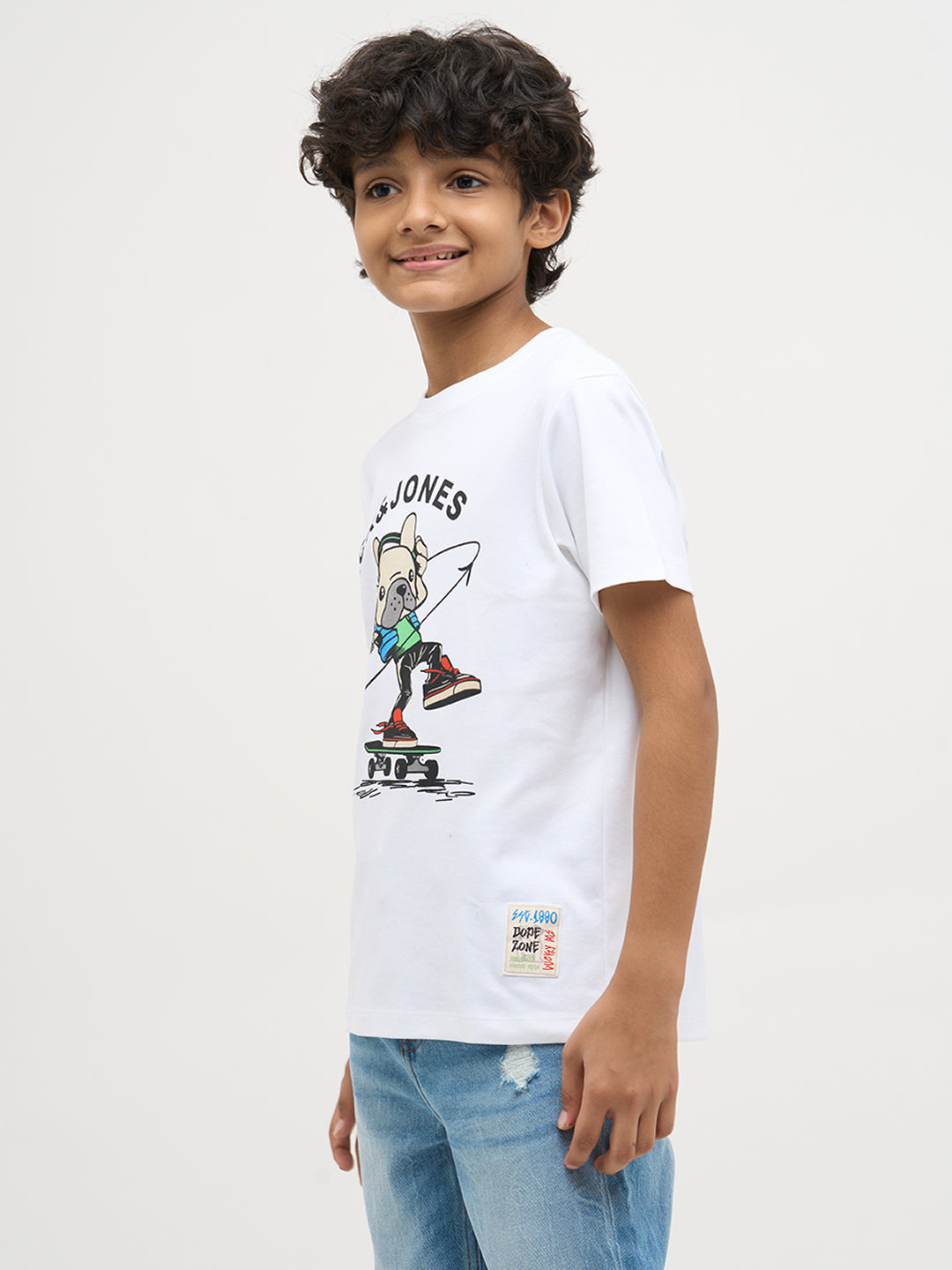 White Printed Cotton T-Shirt