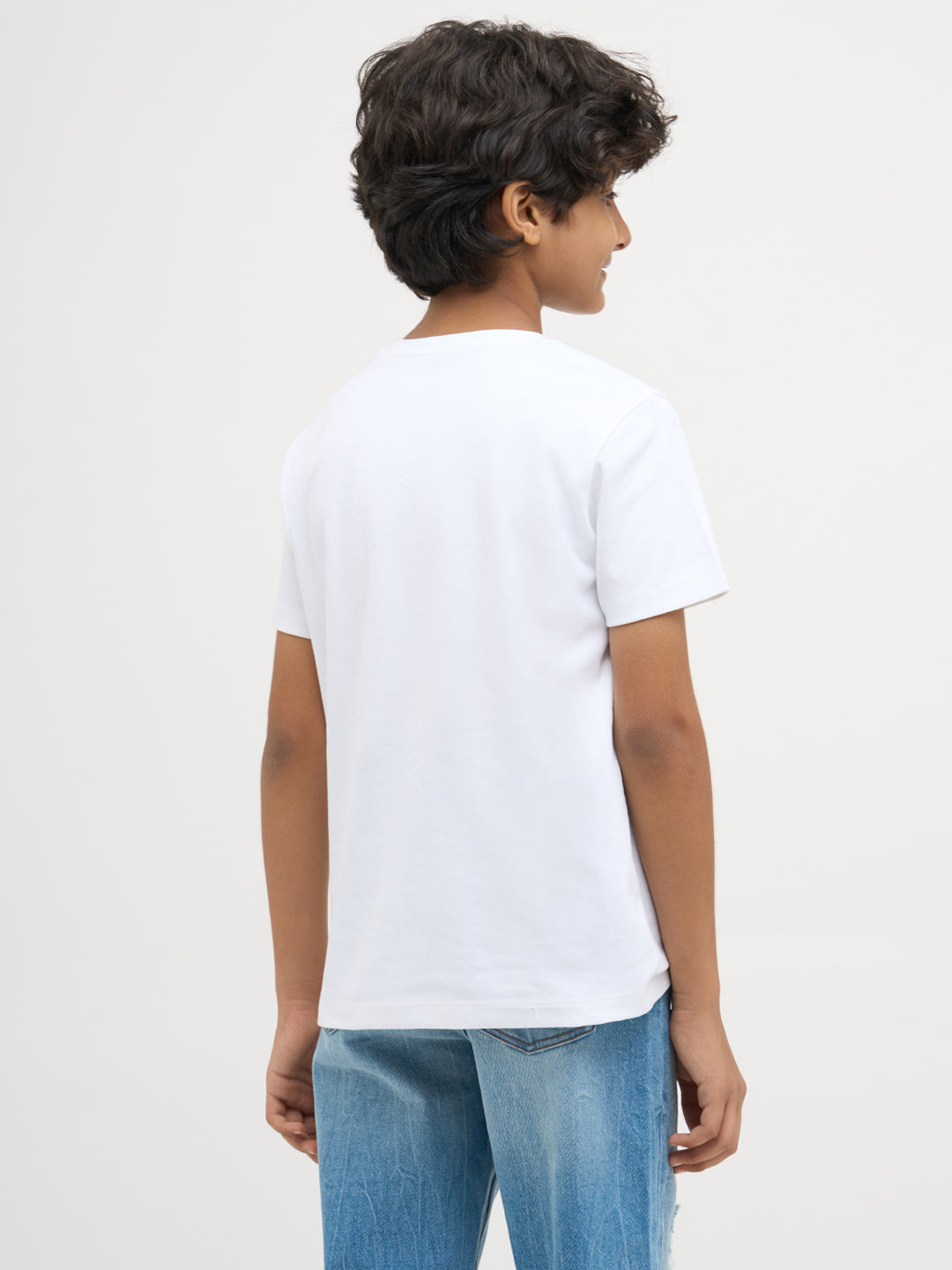 White Printed Cotton T-Shirt