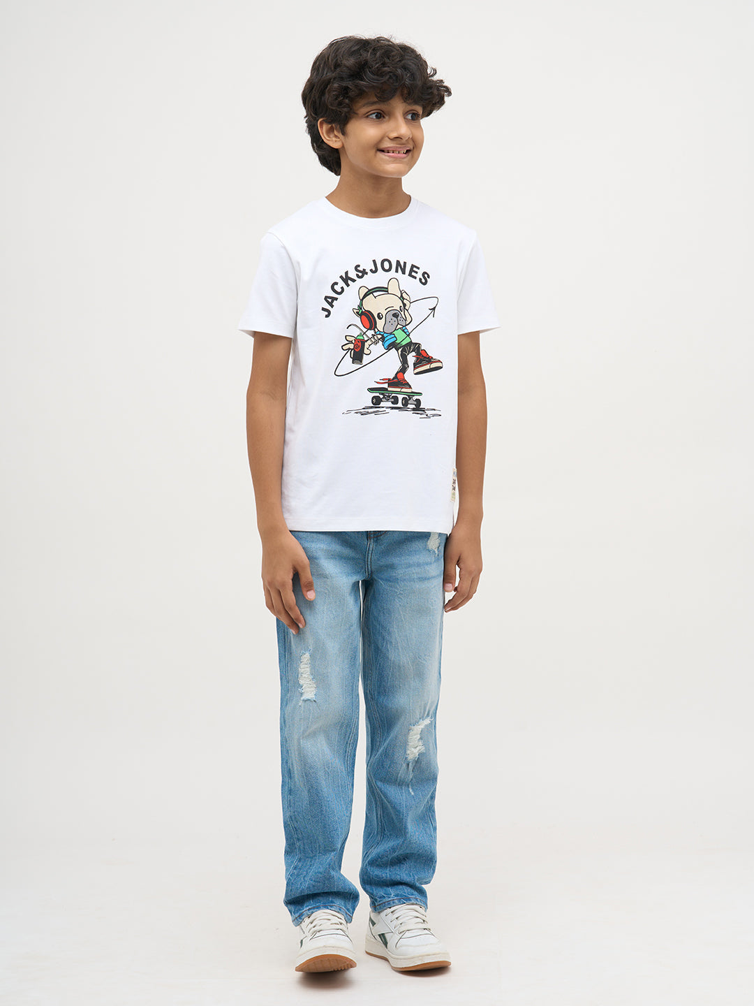 White Printed Cotton T-Shirt