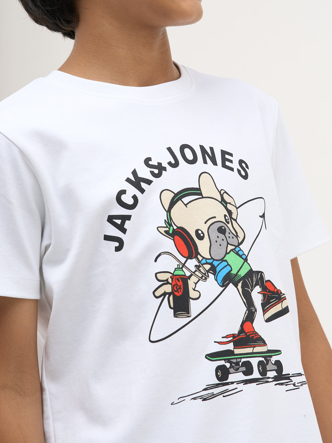 White Printed Cotton T-Shirt