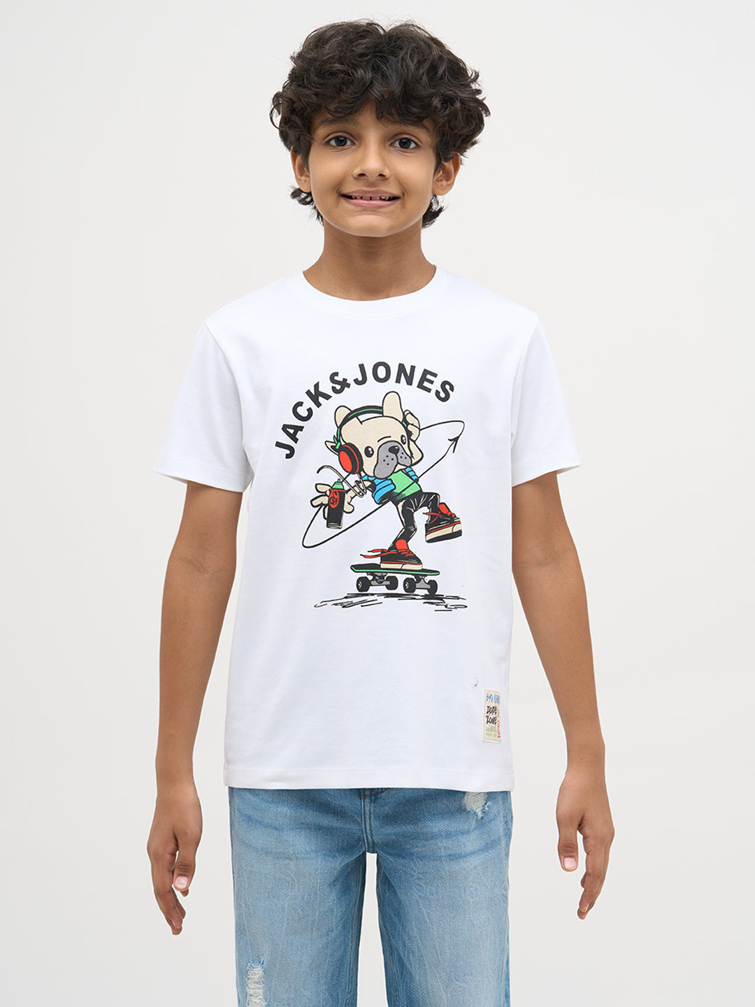 White Printed Cotton T-Shirt