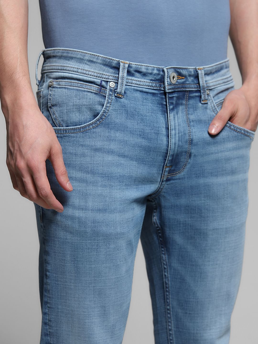 Light Blue Brak Slim Fit Cropped Jeans