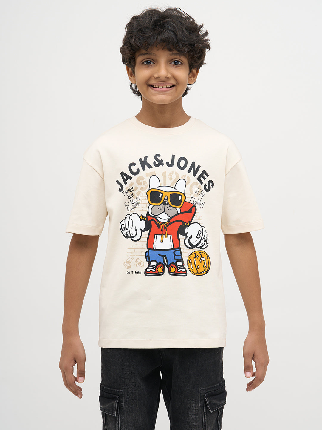 Cream Doggo Print Cotton T-Shirt