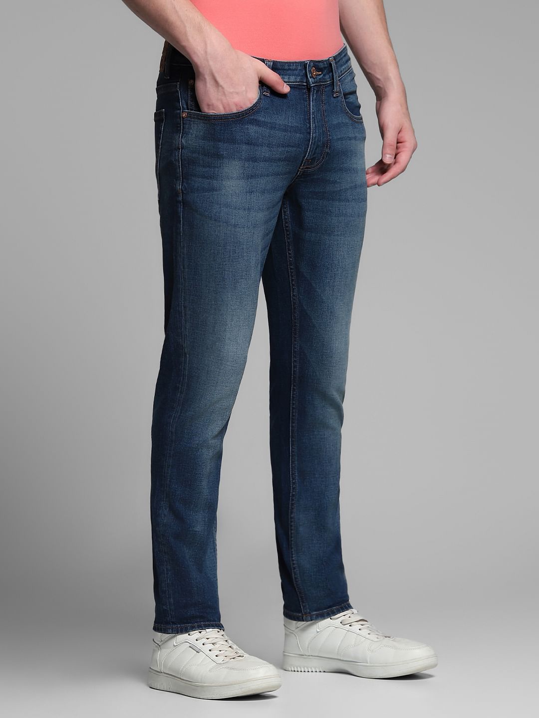 Blue Brak Slim Fit Cropped Jeans