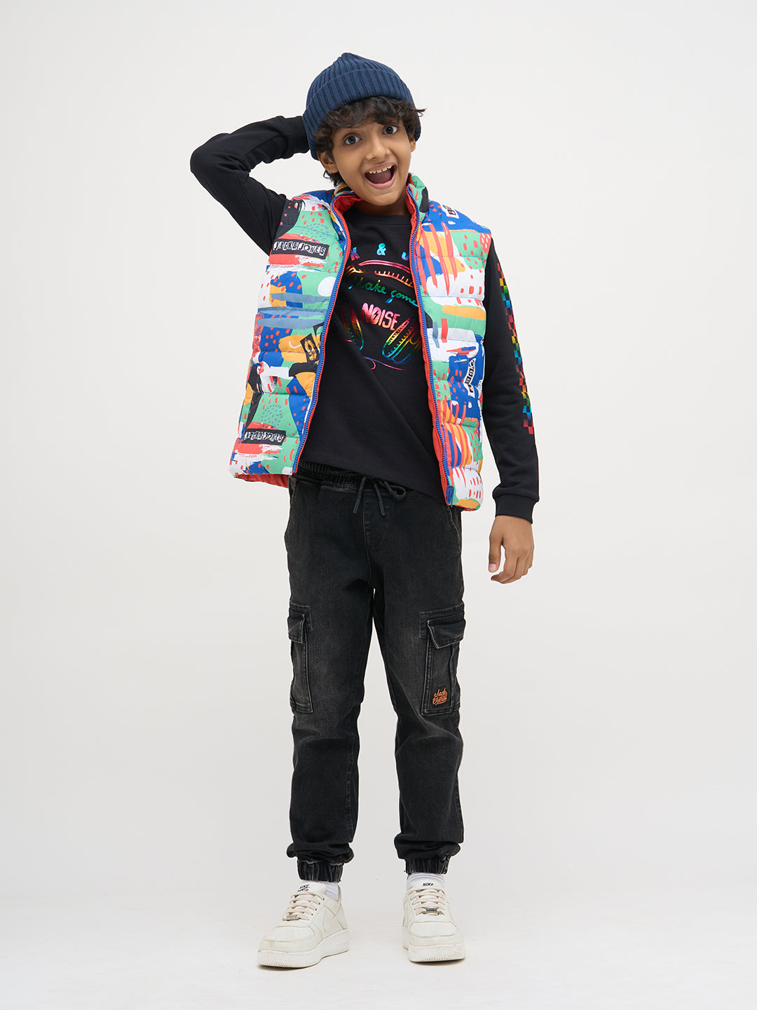 Black Printed Full Sleeves T-Shirt