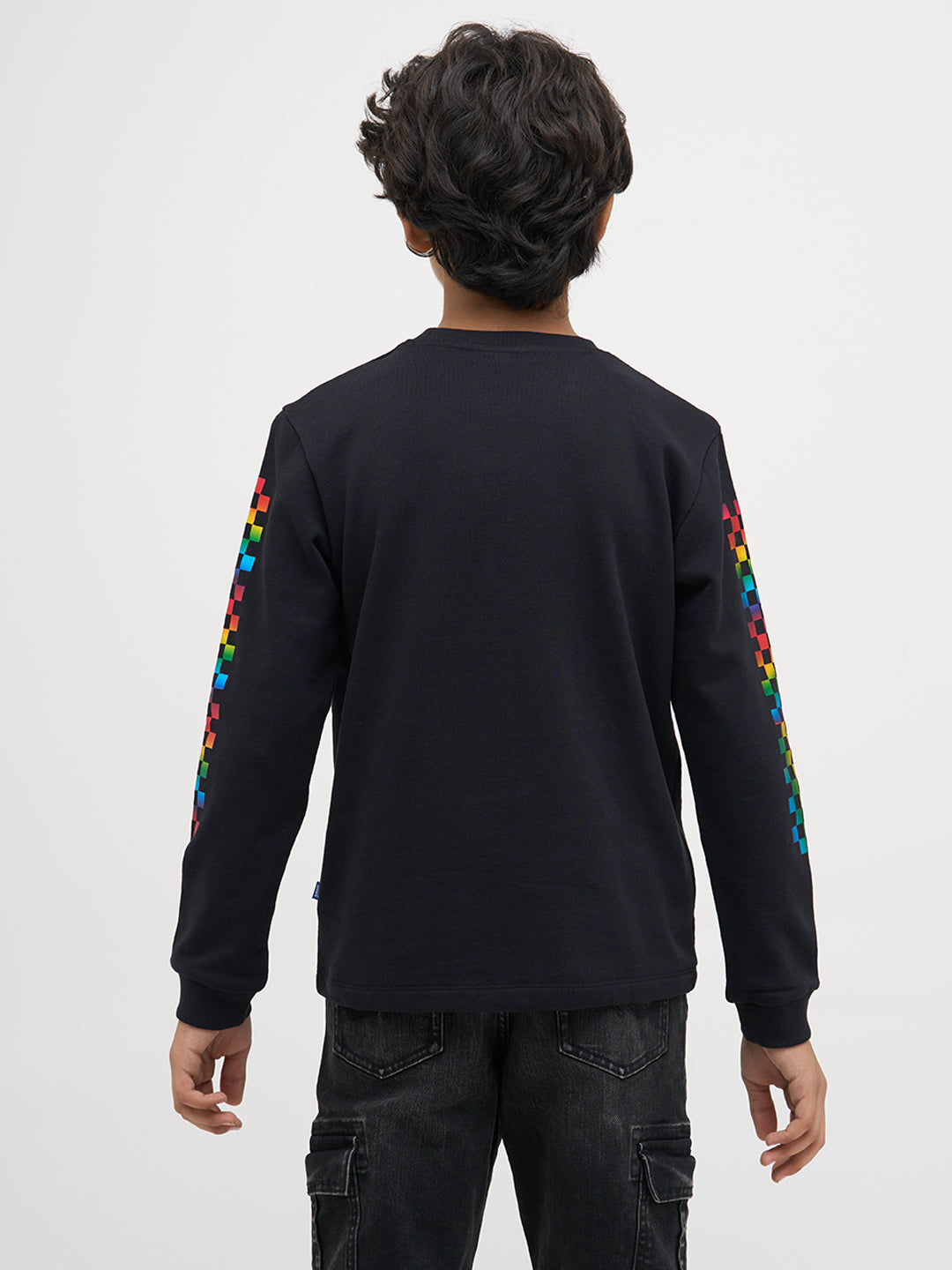 Black Printed Full Sleeves T-Shirt