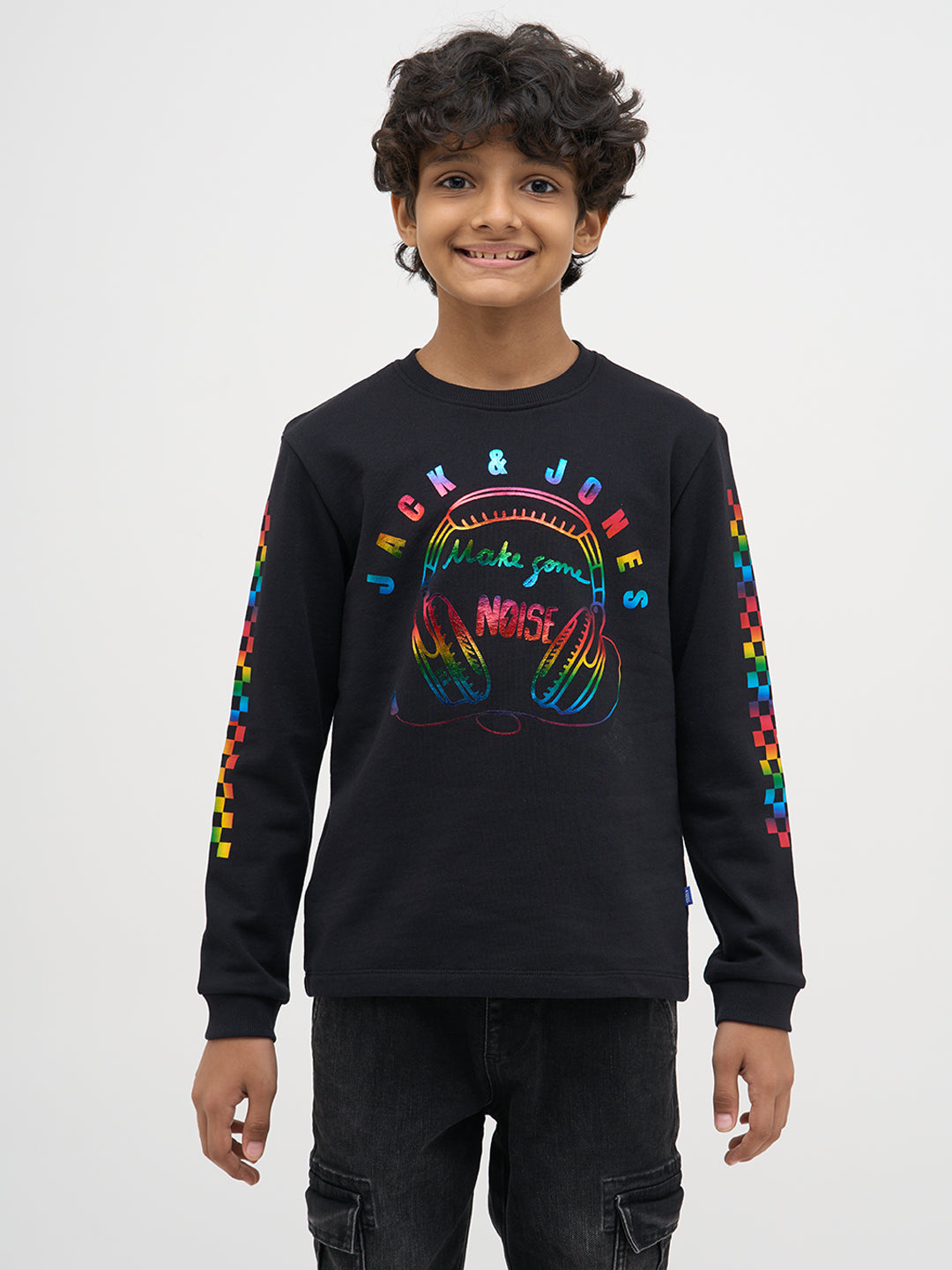 Black Printed Full Sleeves T-Shirt