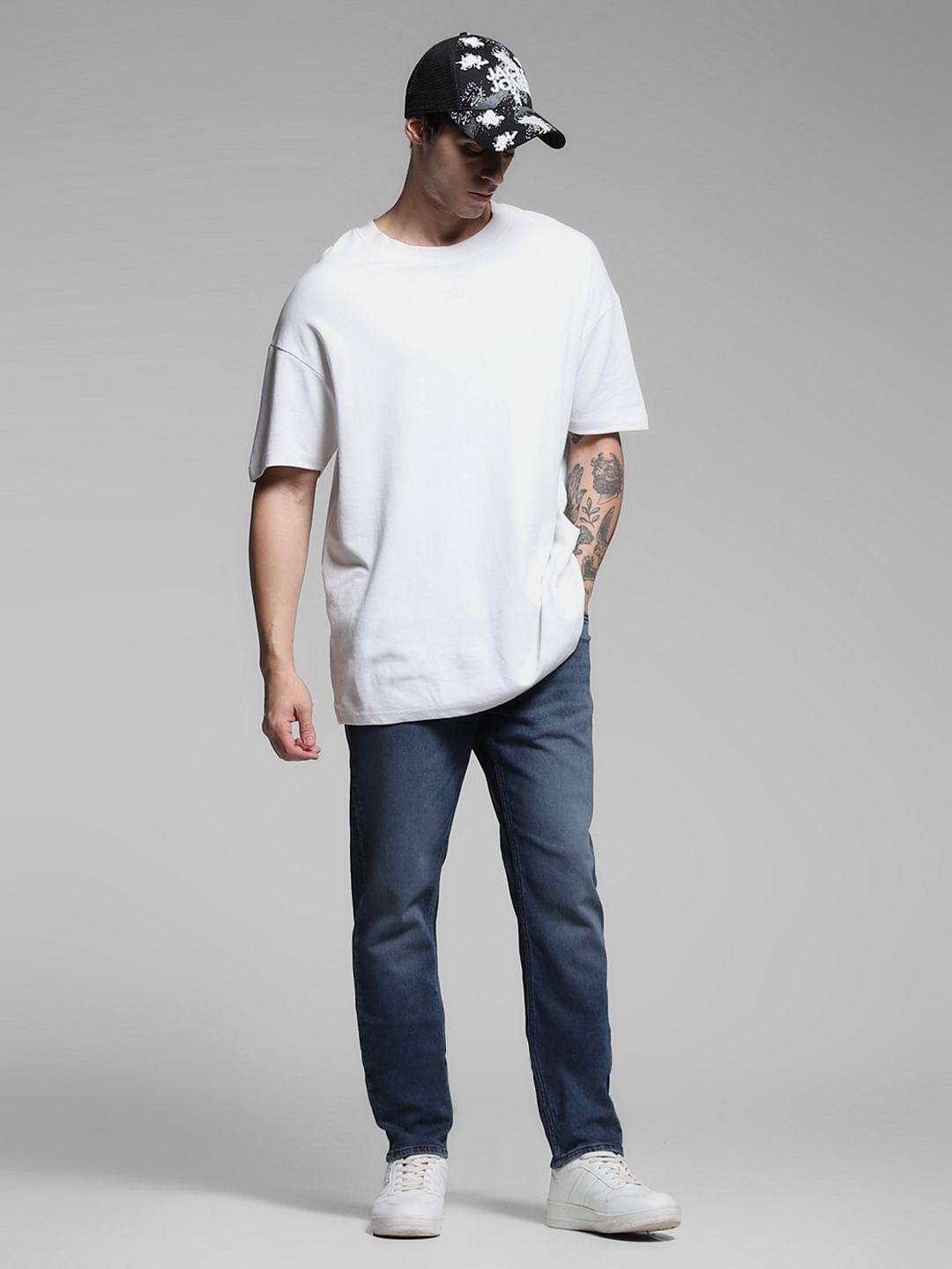 Dark Blue Knit Tim Slim Fit Jeans