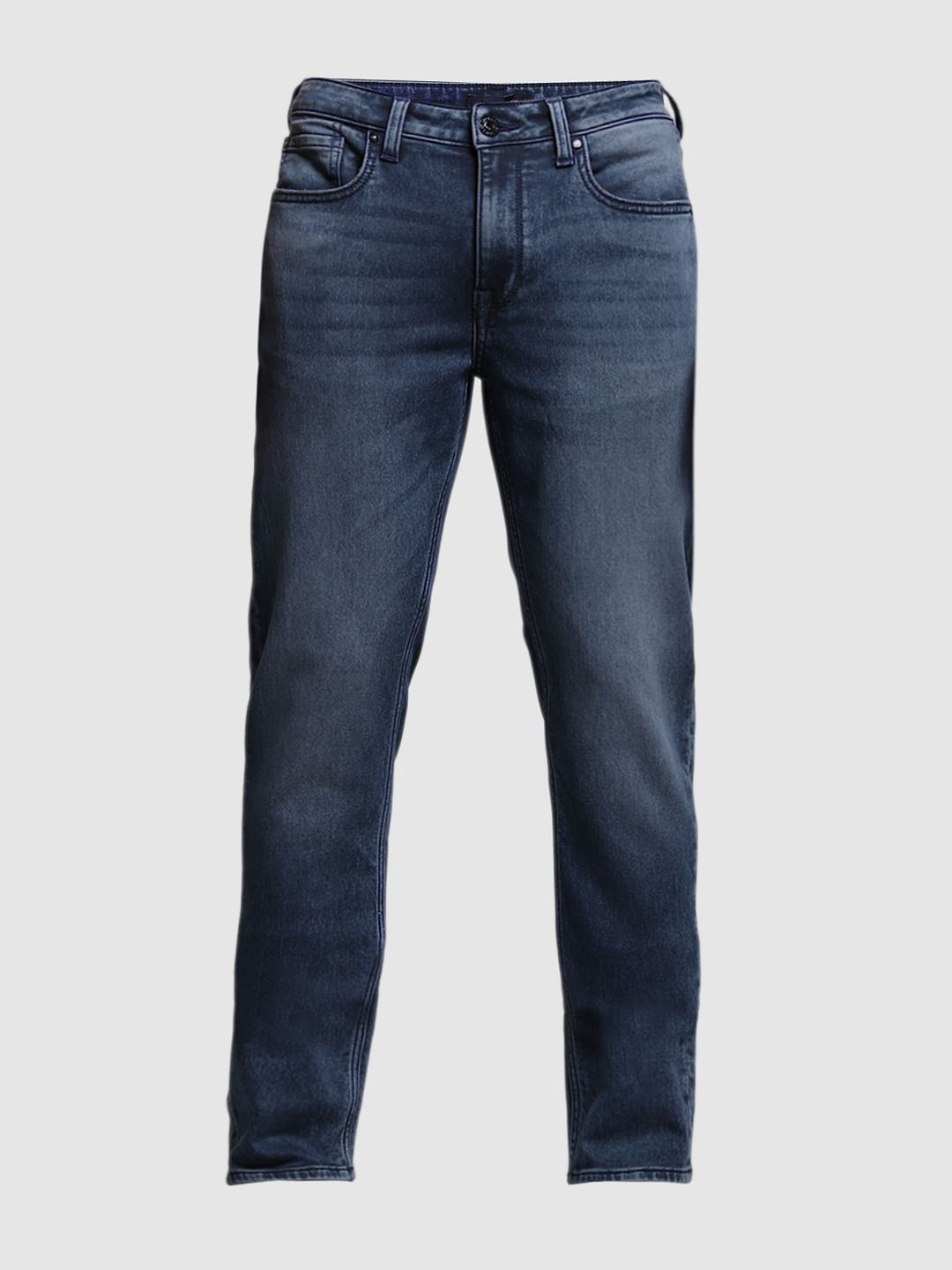Dark Blue Knit Tim Slim Fit Jeans