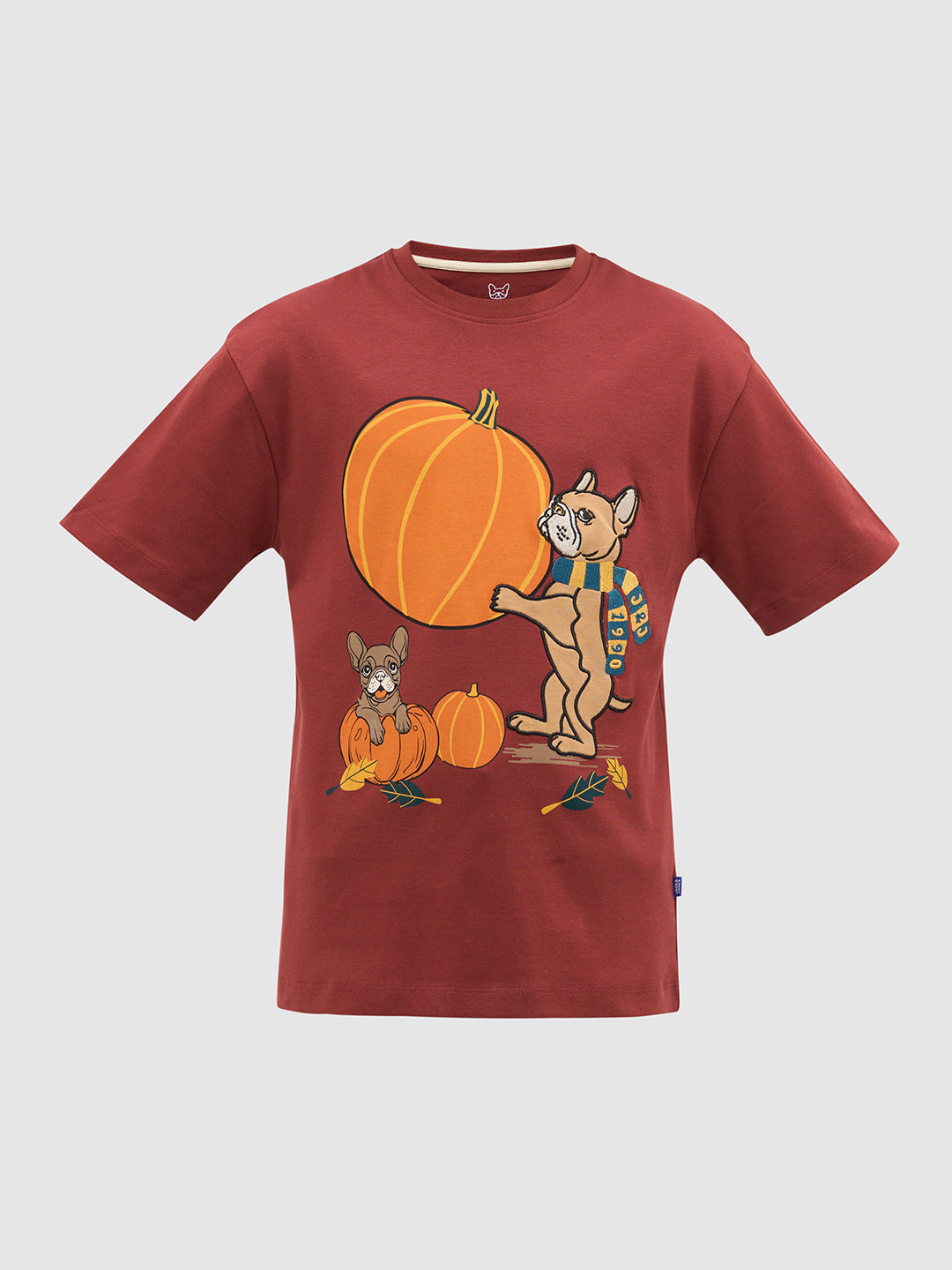 Rust Red Embroidered Print T-Shirt