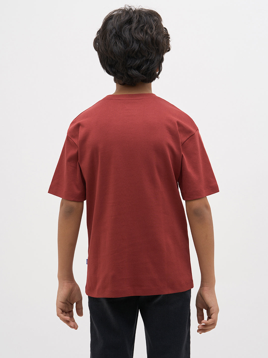 Rust Red Embroidered Print T-Shirt
