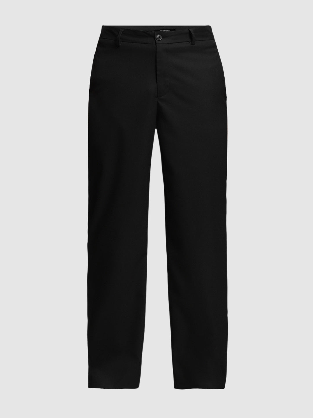 Men's Black Solid Loose Fit Chinos With Button & Zip Fly