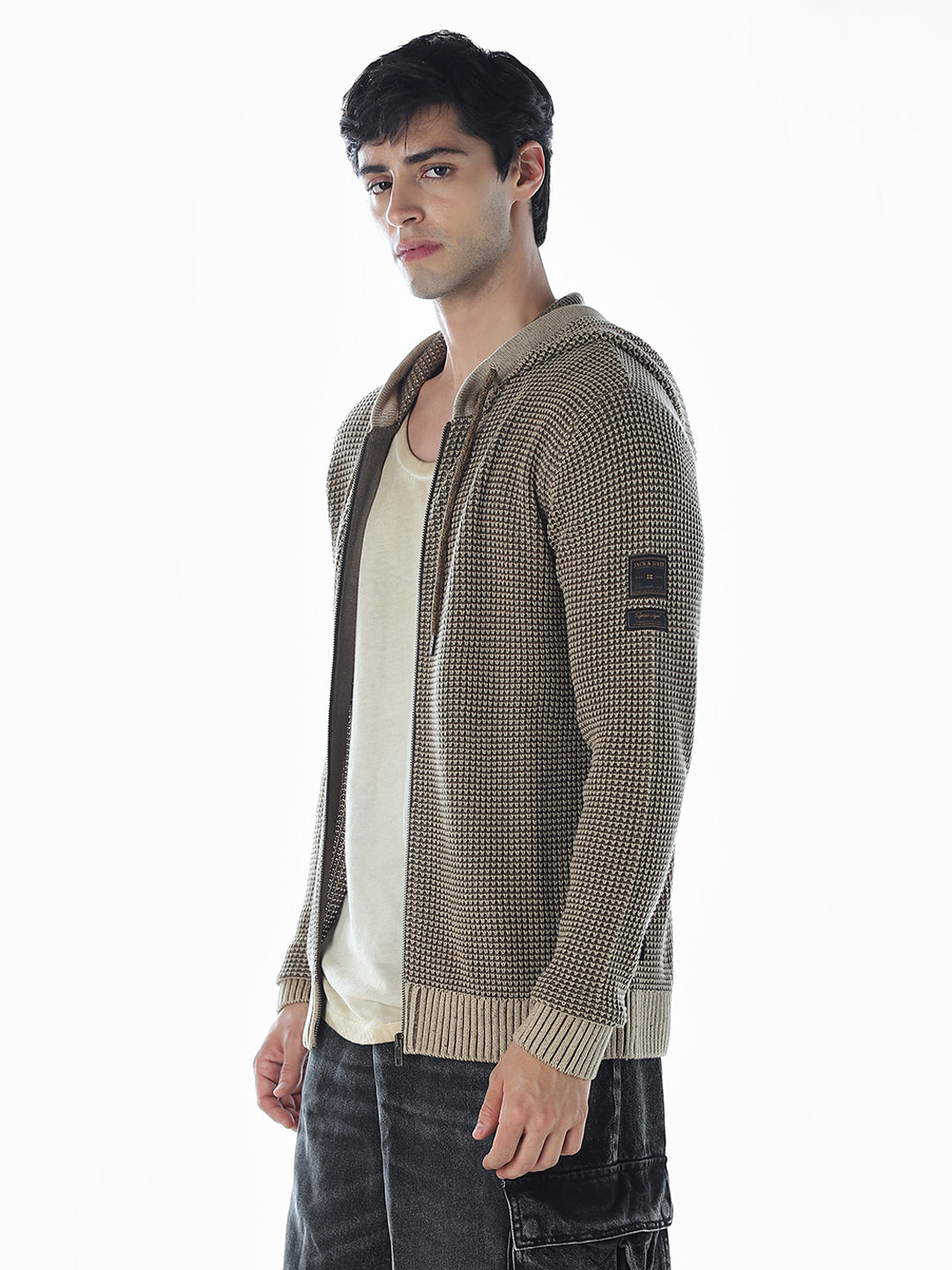 Zip-up Oversized Hooded Knit