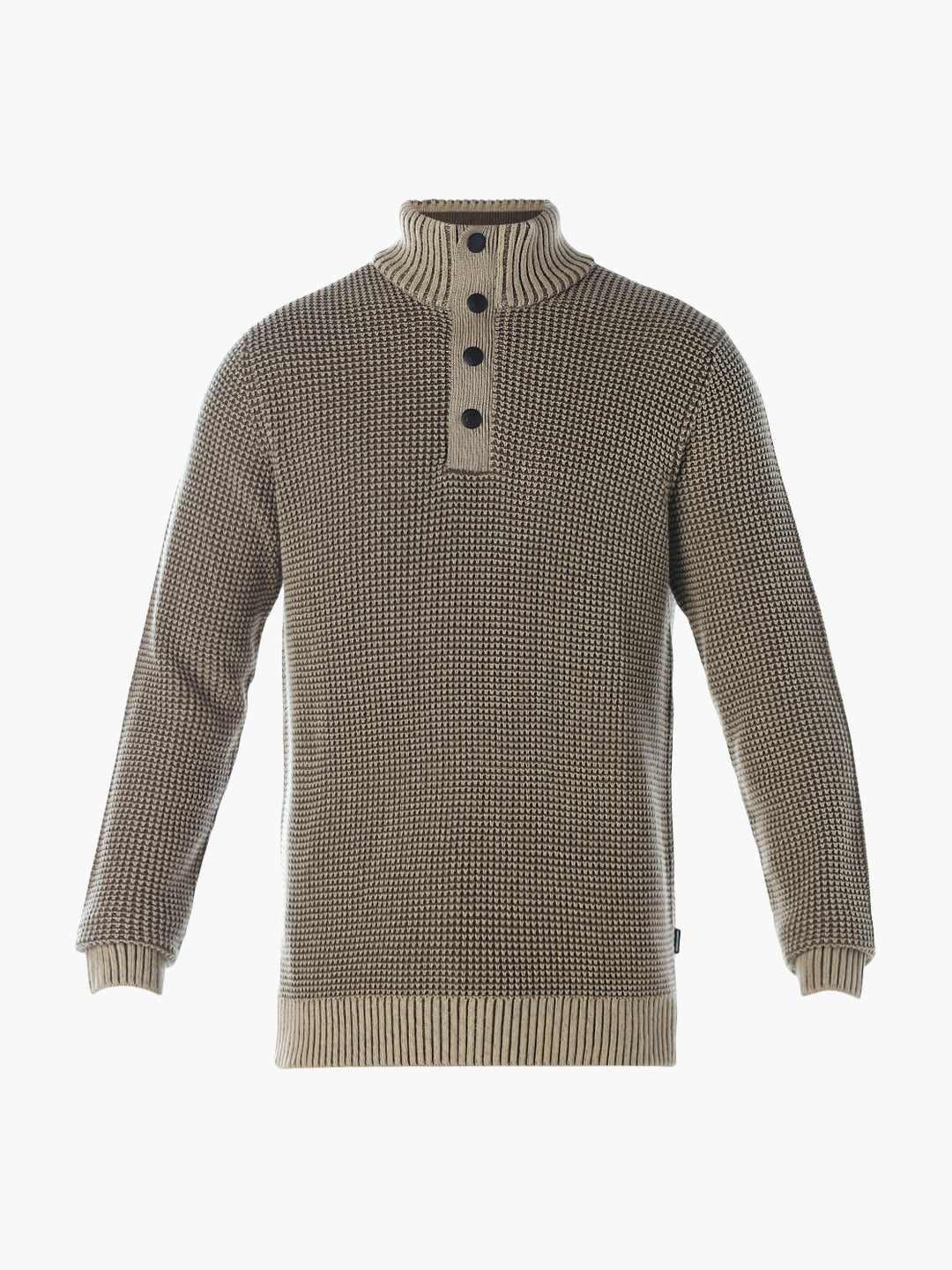 High-Neck Flat Knit - Brown