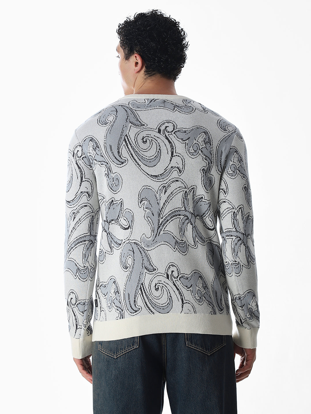 Printed Fkat Knit Pullover