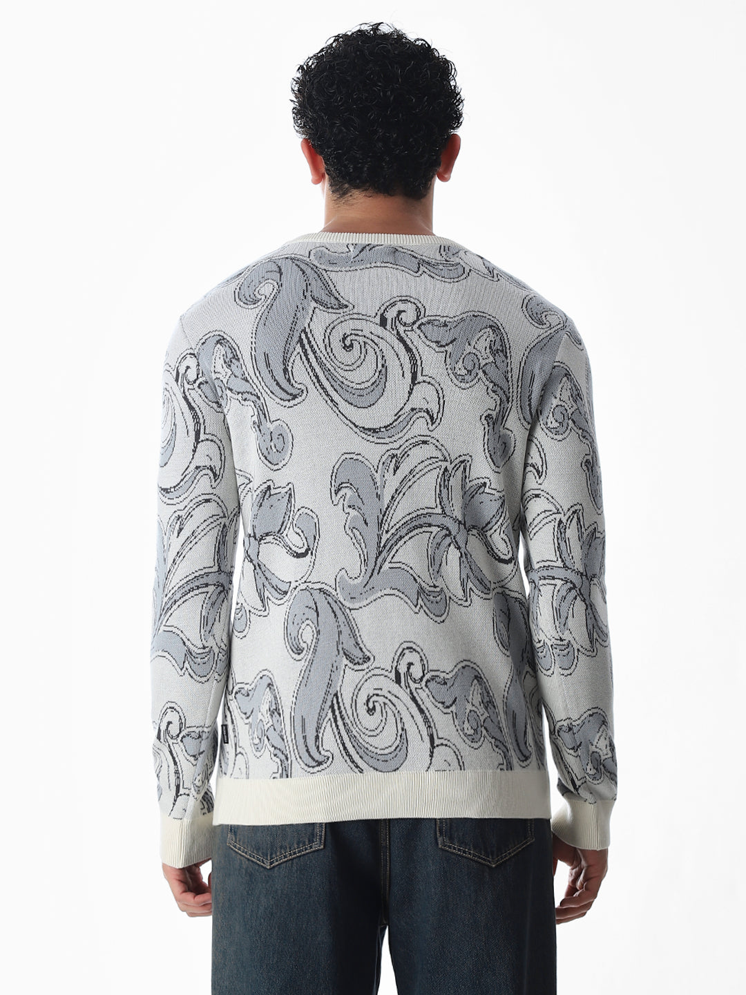 Printed Fkat Knit Pullover