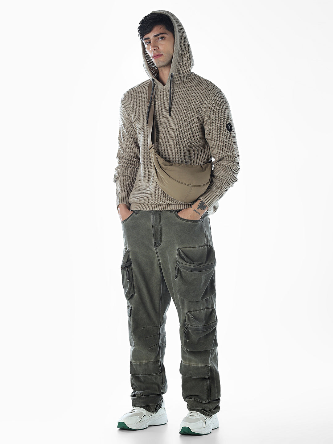 Textured Oversized Hooded Pullover