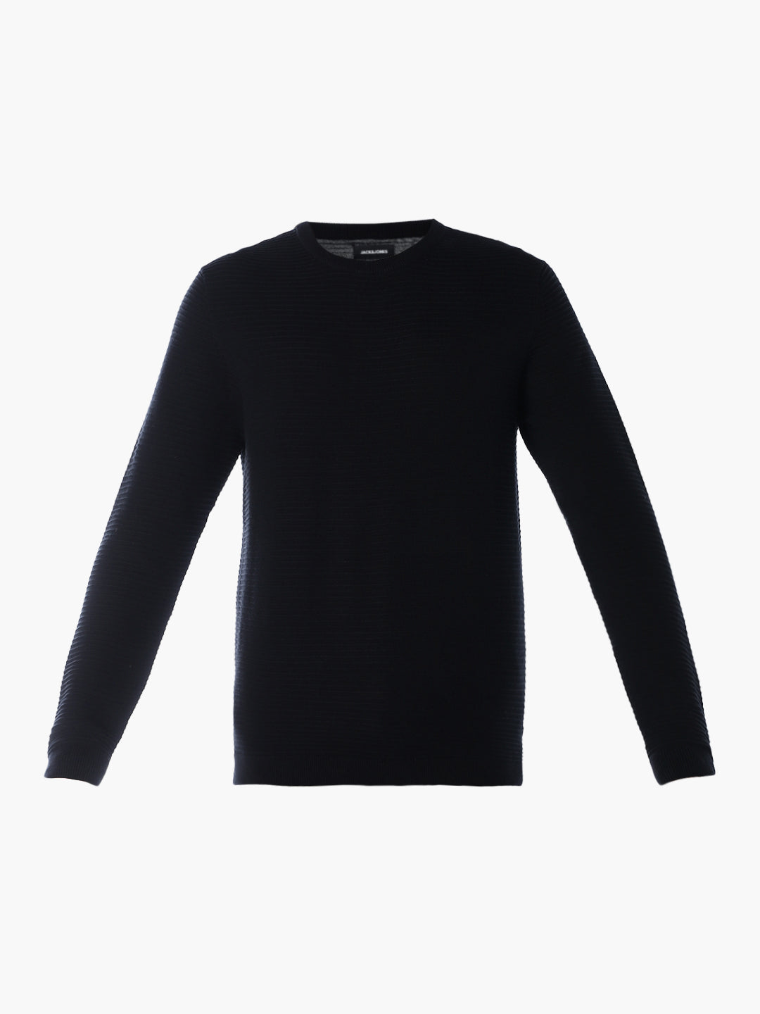 Black Cotton Flat Knit Pullover