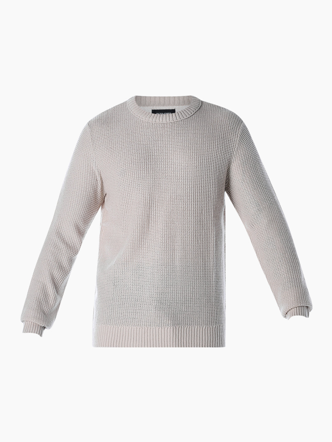 Grey Cotton Flat Knit Pullover