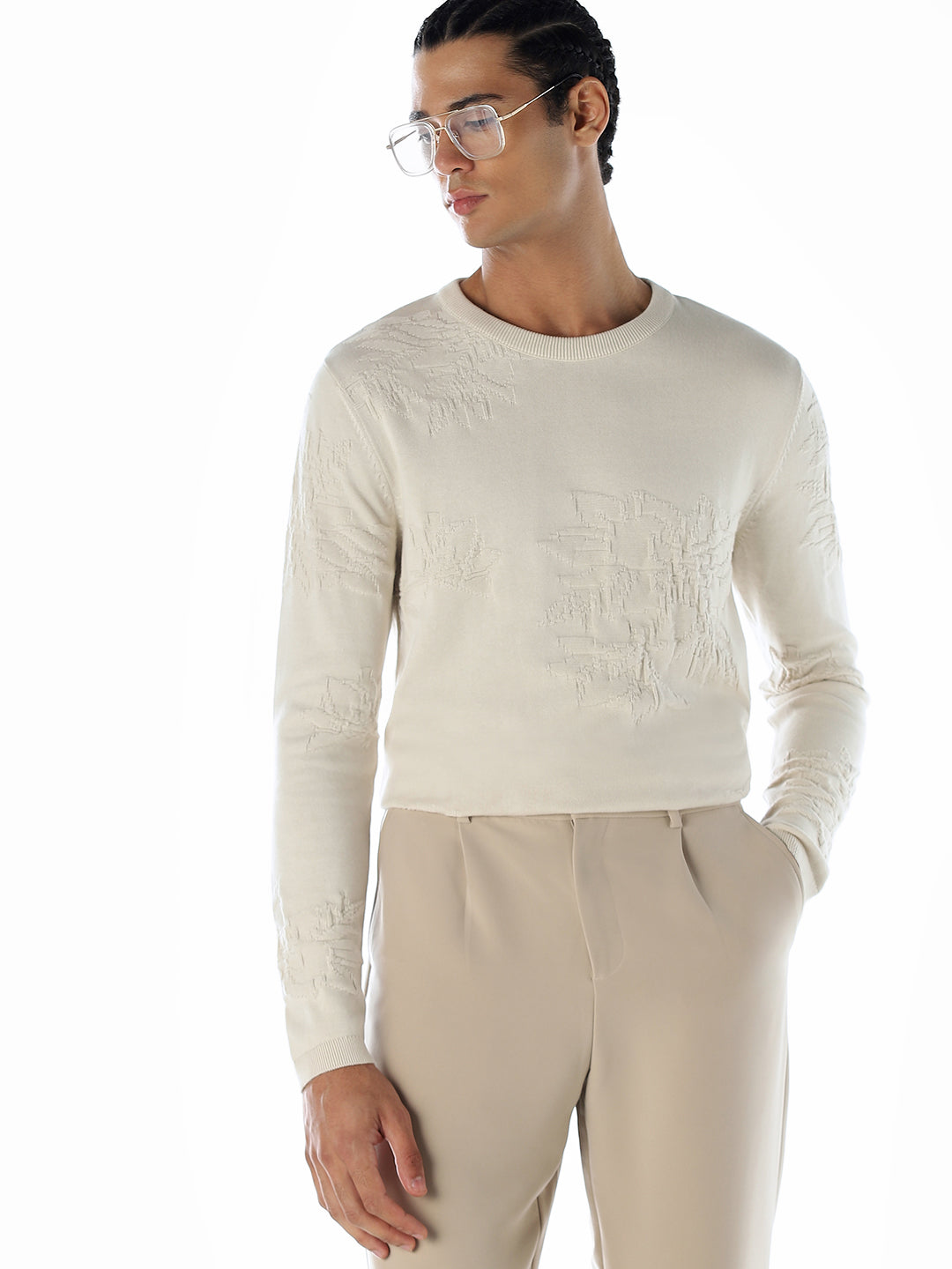 Printed Flat Knit Oversized Pullover