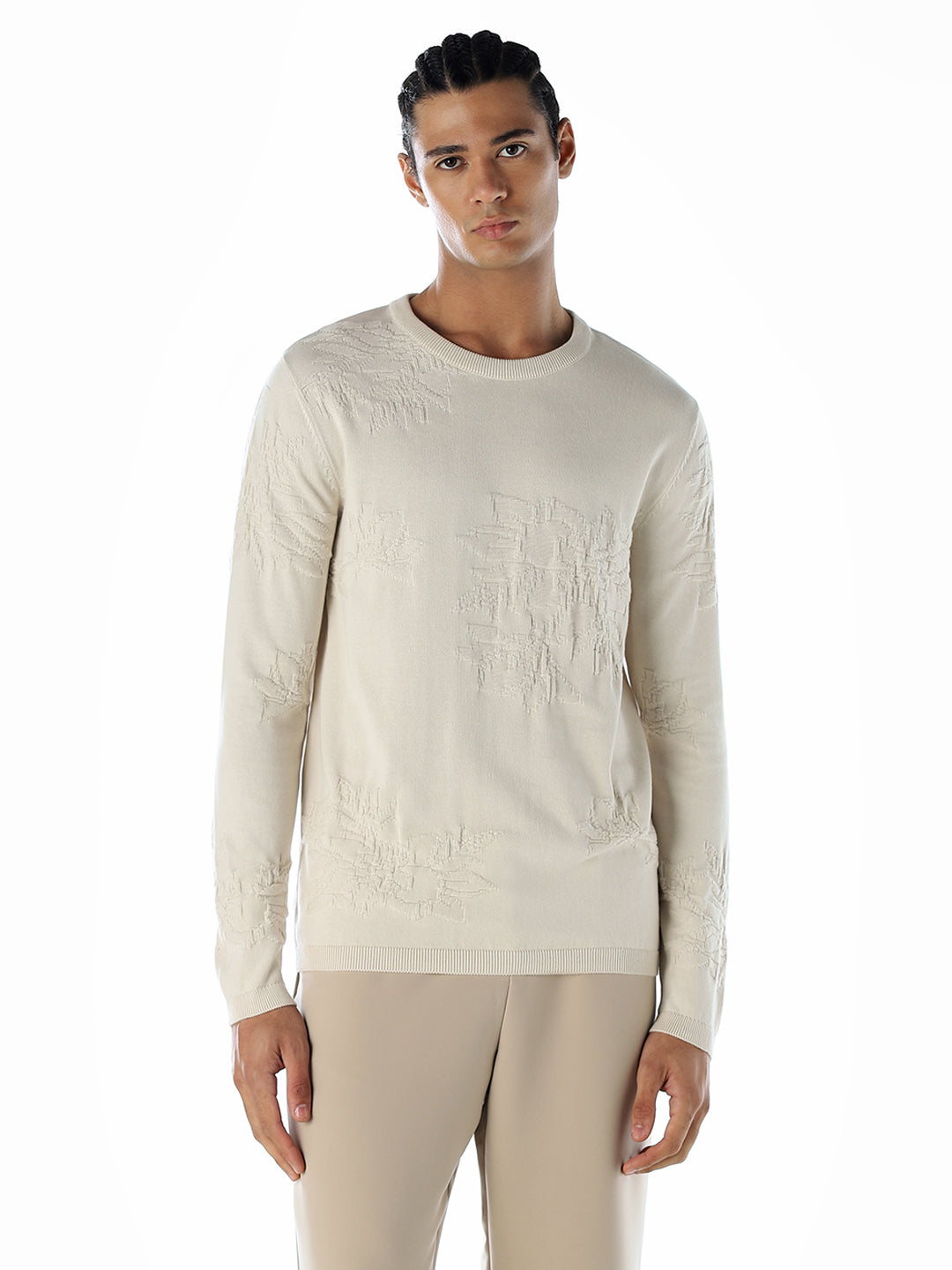 Printed Flat Knit Oversized Pullover