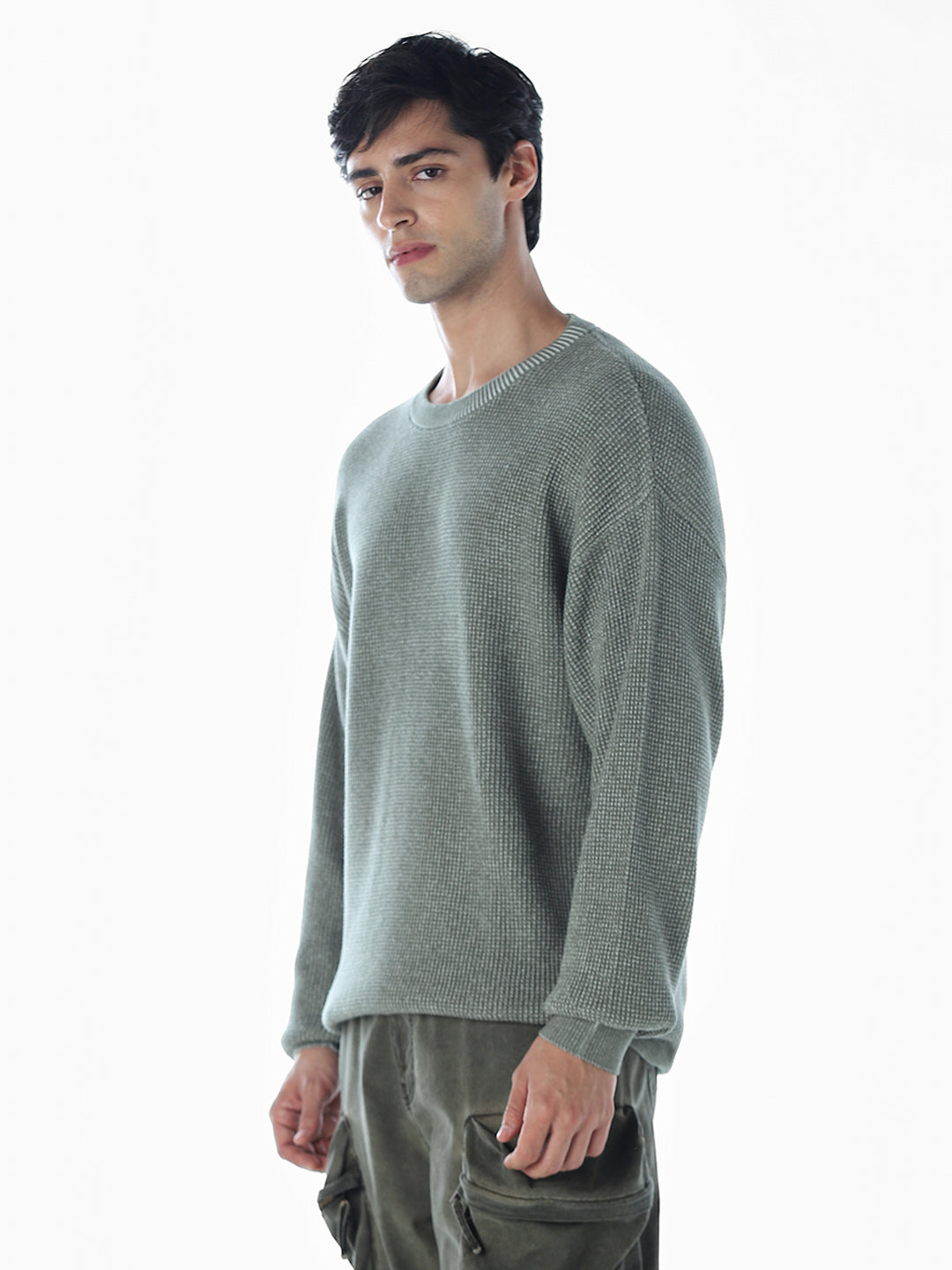 Textured Stretch Oversized Pullover