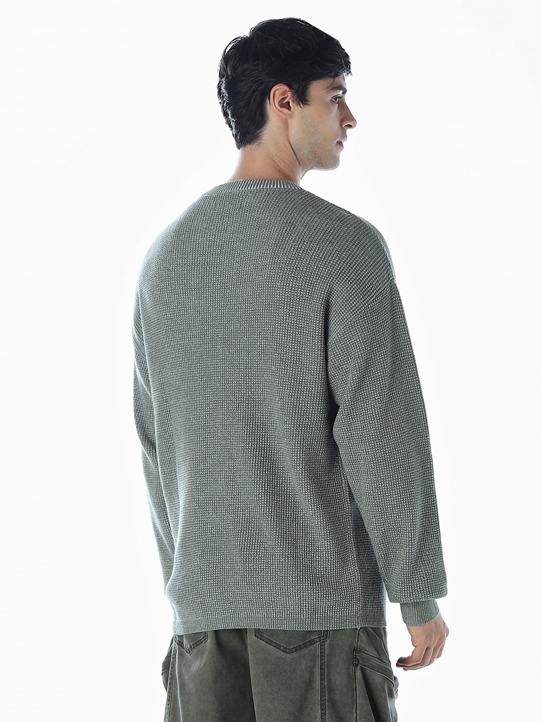 Textured Stretch Oversized Pullover