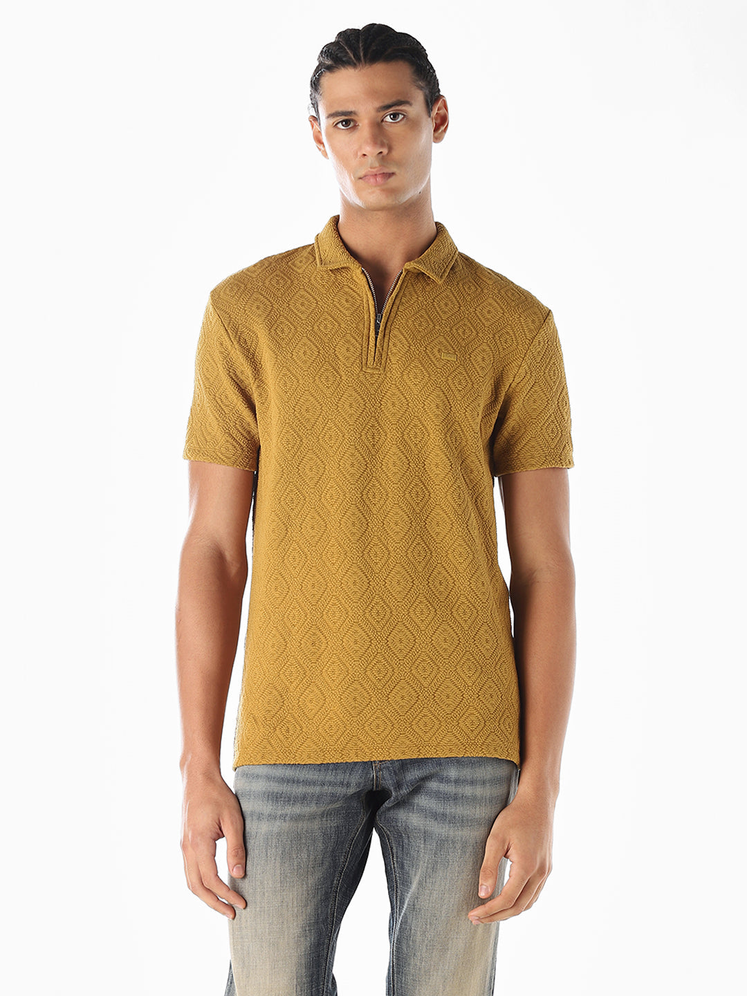 Mustard Zipped Detail Polo