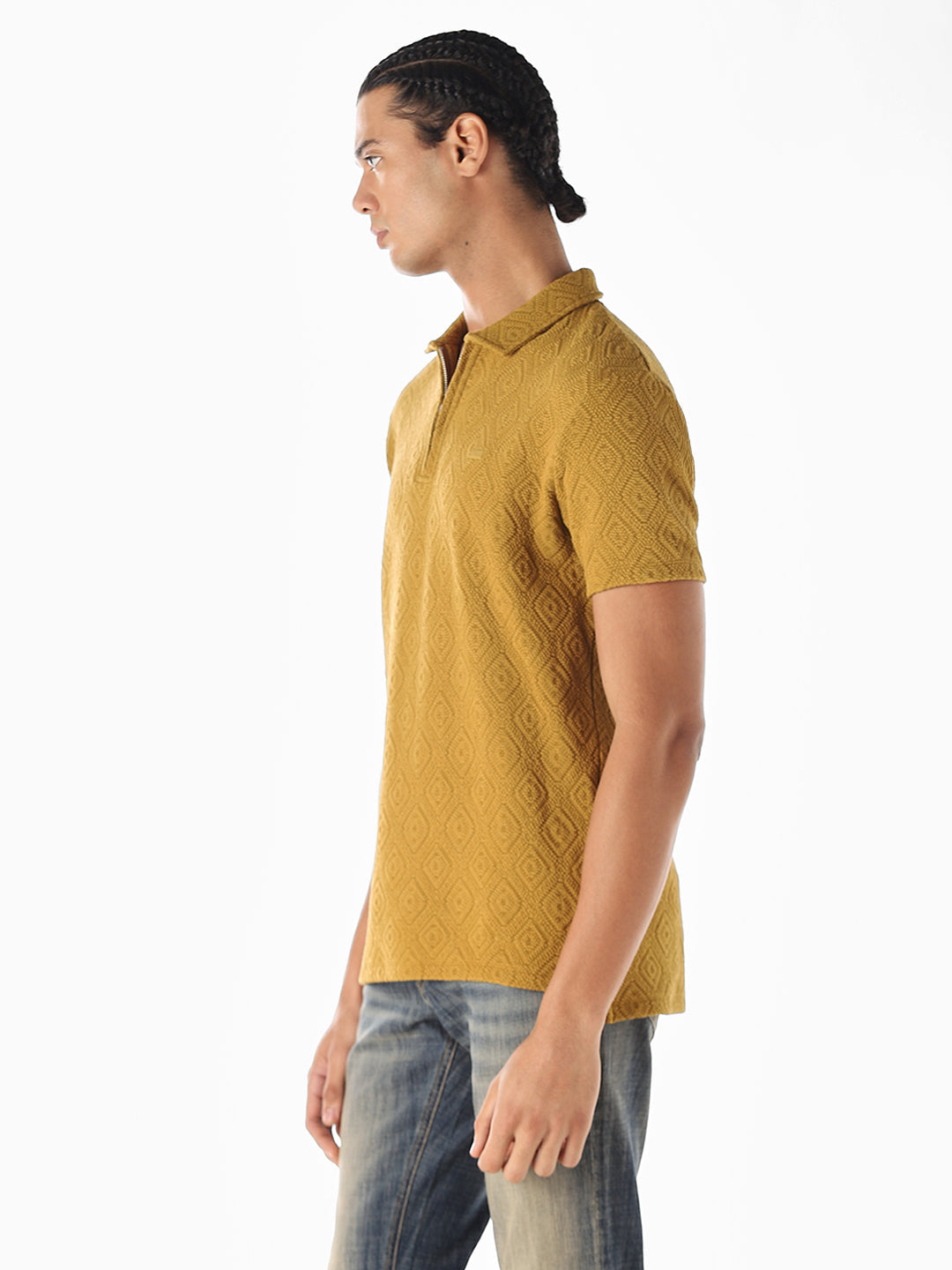 Mustard Zipped Detail Polo